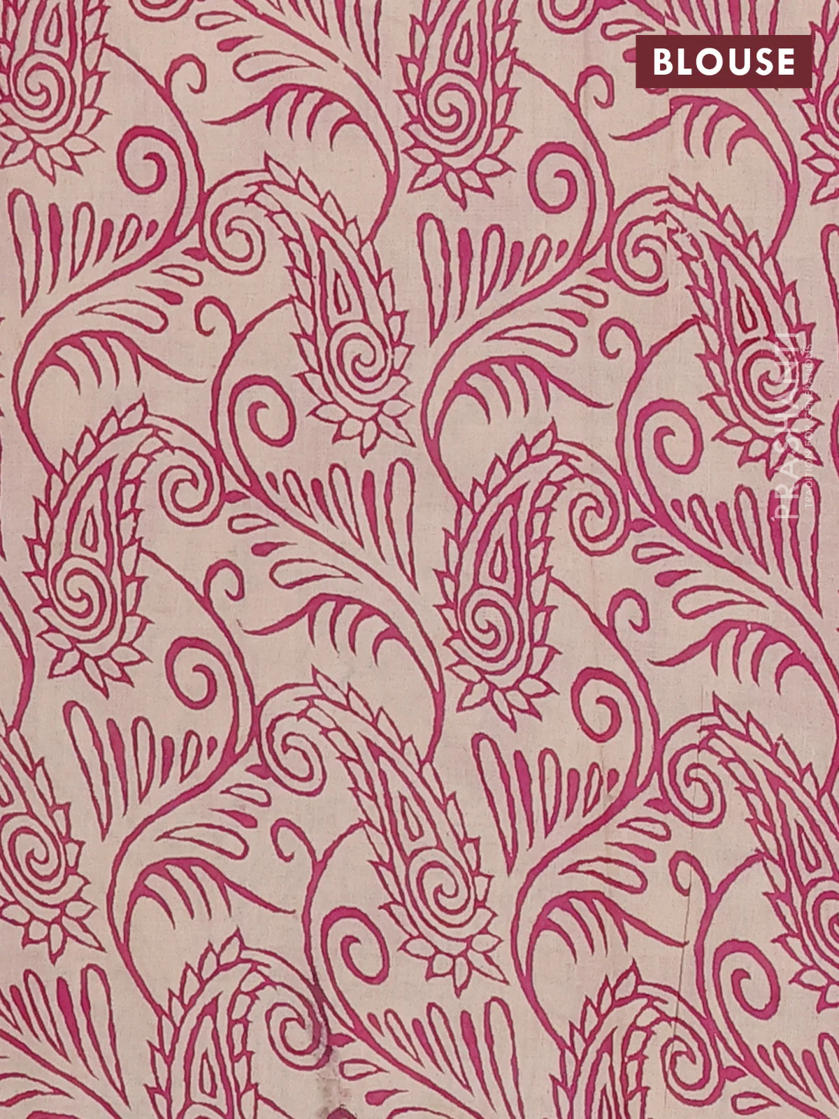 Kalamkari cotton saree yellow and magenta pink with allover prints and printed border - Image 4