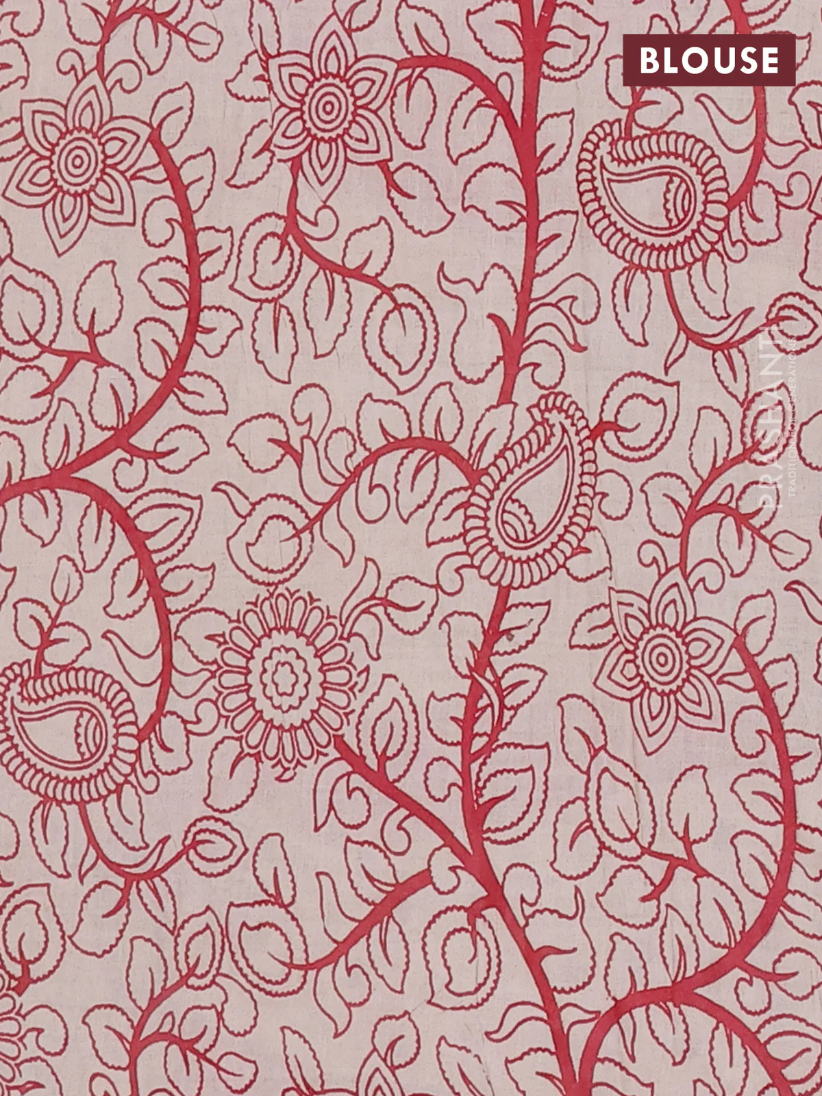 Kalamkari cotton saree yellow and maroon with allover prints and printed border - Image 4