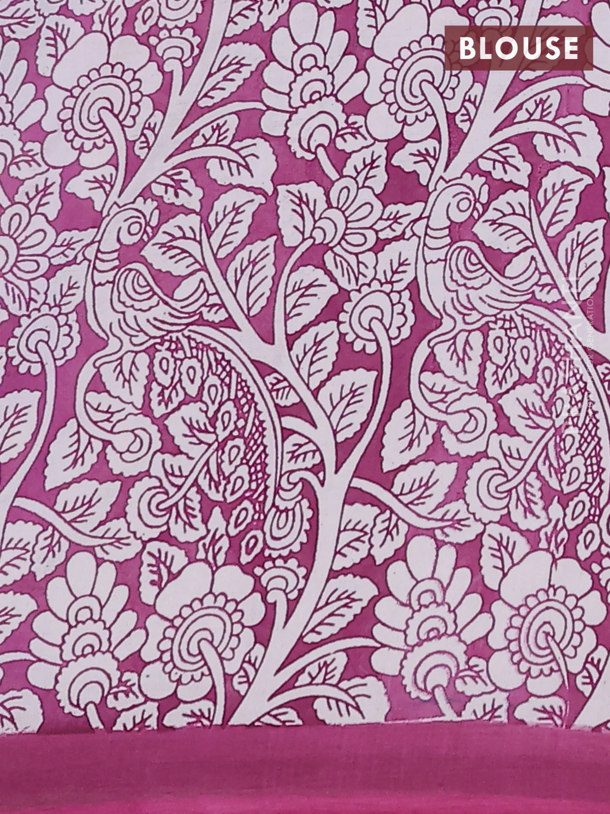 Kalamkari semi silk saree lavender and mauve pink with allover pichwai prints and simple border - Image 4