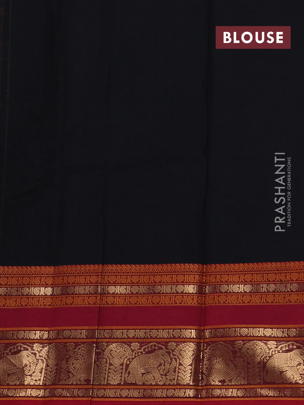 Kanchi cotton saree black and maroon with allover thread checks & buttas and rettapet zari woven butta border - Image 3