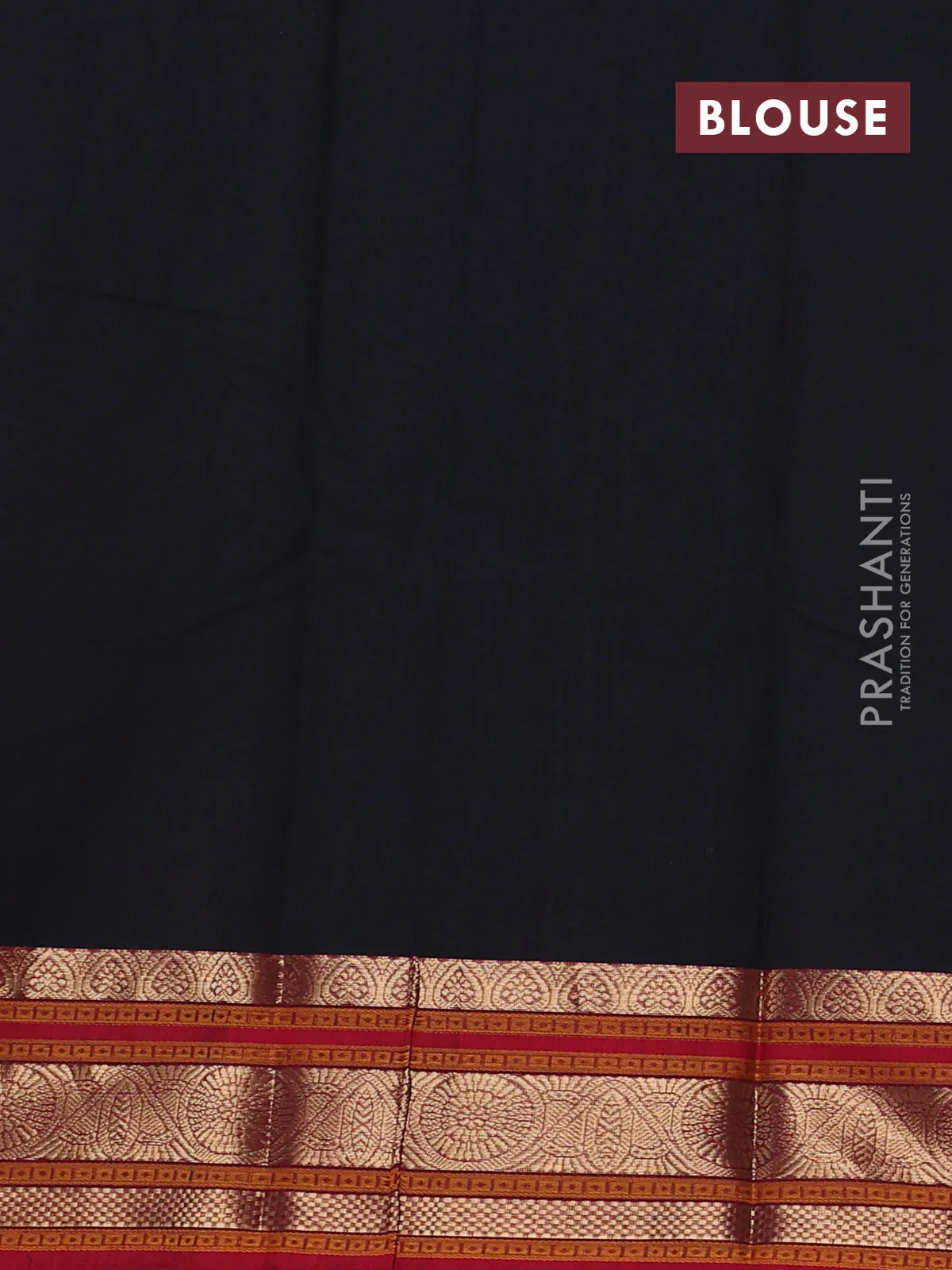 Kanchi cotton saree black and maroon with allover thread checks & buttas and zari woven border - Image 3