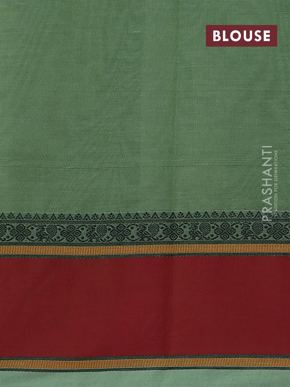Kanchi cotton saree green shade and maroon with allover thread weaves and thread woven border - Image 3