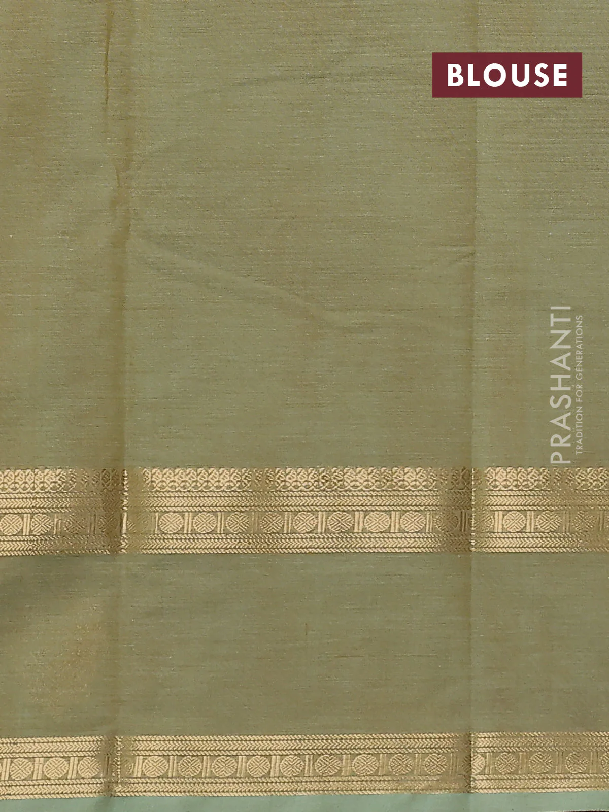 Kanchi cotton saree pastel green with zari woven buttas and rettapet zari woven butta border - Image 3