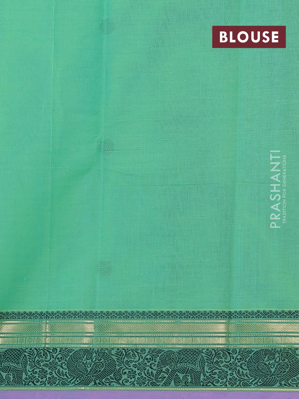 Kanchi cotton saree teal green and lavender with annam thread woven buttas and thread & zari woven border - Image 3