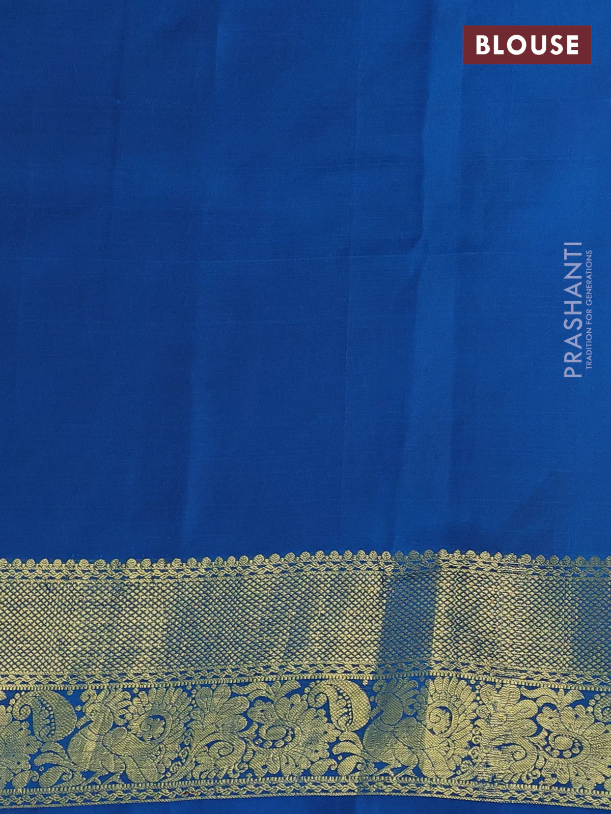 Pure kanchipuram silk saree beige and cs blue with allover penkalamkari prints and rich annam zari woven border - Image 5