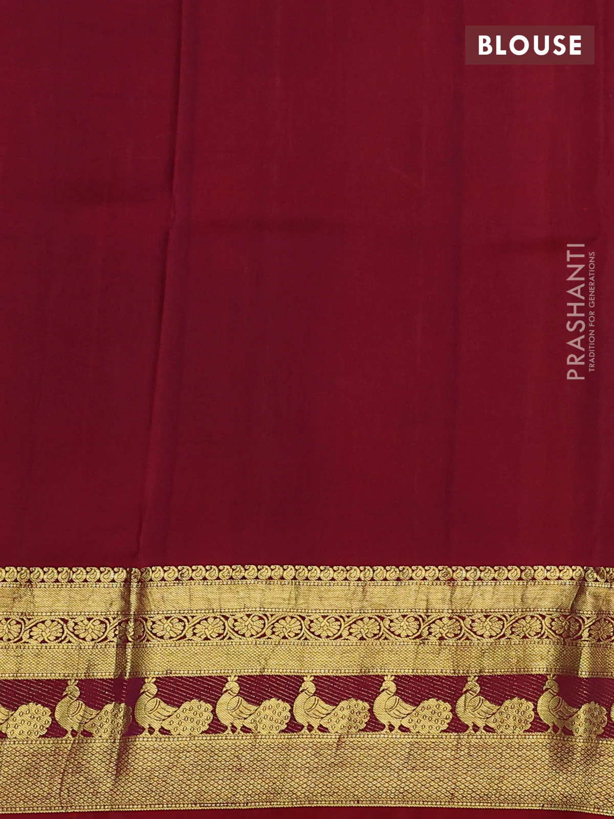 Pure kanchipuram silk saree blue and maroon with allover penkalamkari prints and peacock rich zari woven border - Image 5