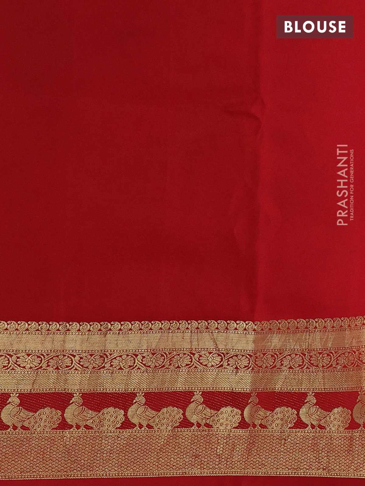 Pure kanchipuram silk saree blue and red with allover penkalamkari prints and rich peacock zari woven border - Image 5
