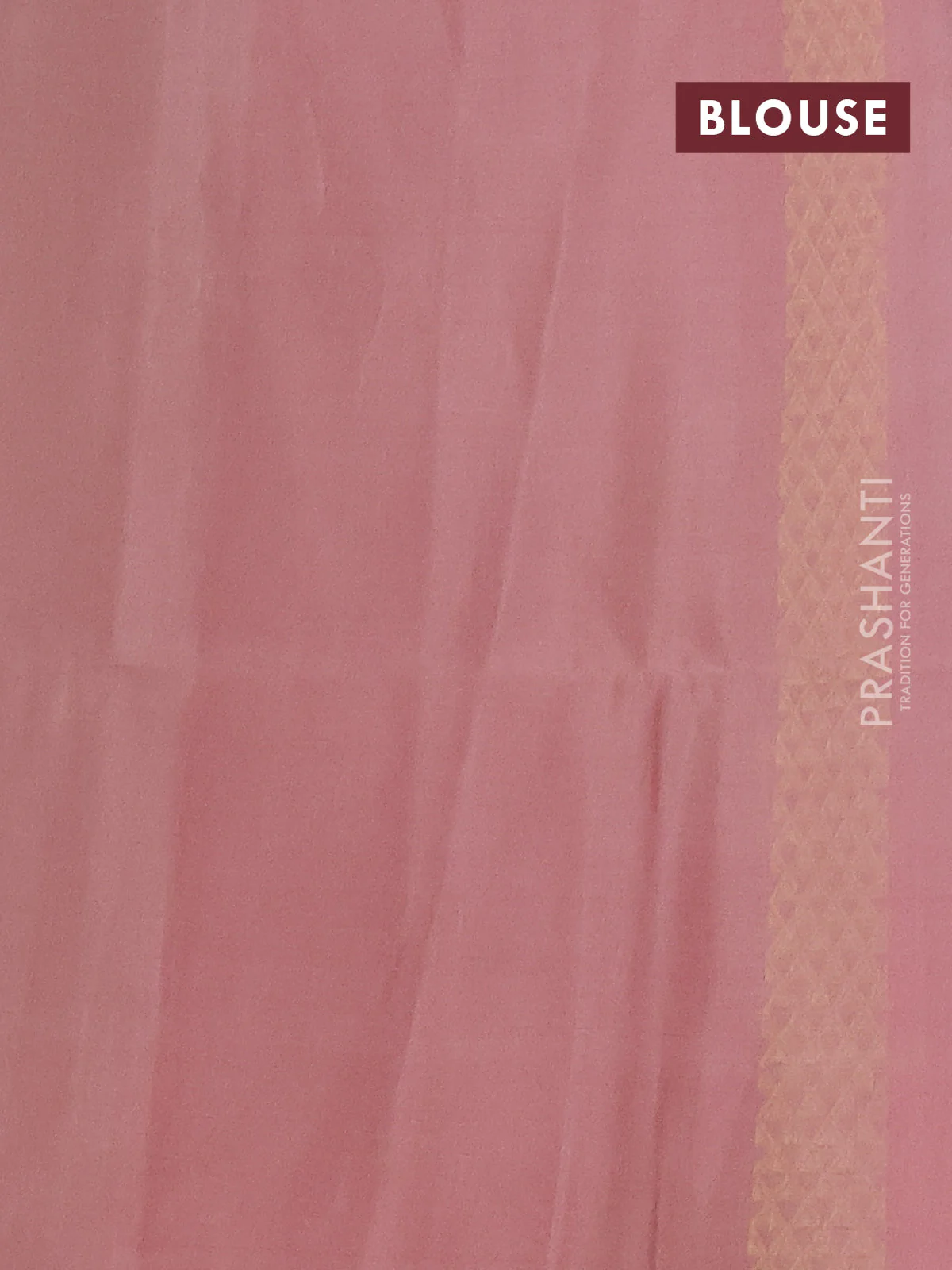 Kanchipuram silk saree candy pink and pastel peach with zari woven buttas & jute finish in borderless style - Image 3