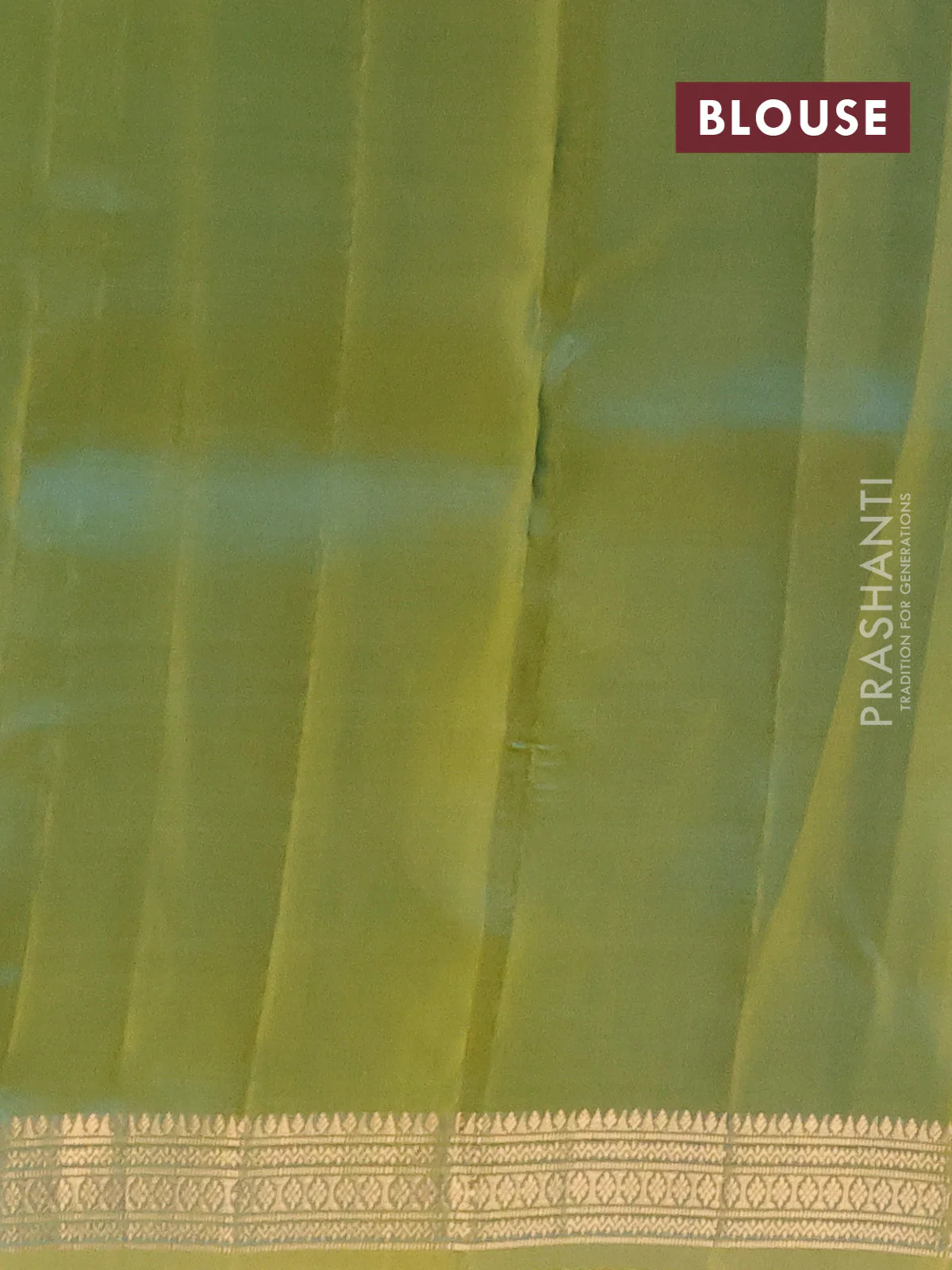 Kanchipuram silk saree cs blue and green shade with zari woven buttas and zari woven border - Image 3
