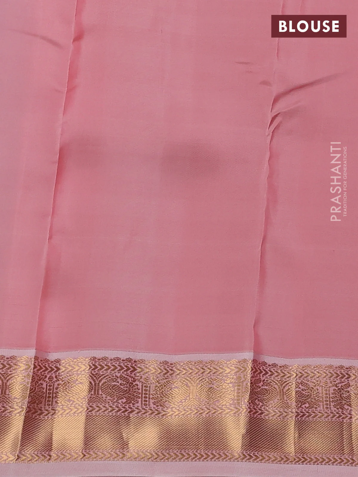 Kanchipuram silk saree cs blue and peach shade with allover zari stripe pattern and zari woven korvai border - Image 3