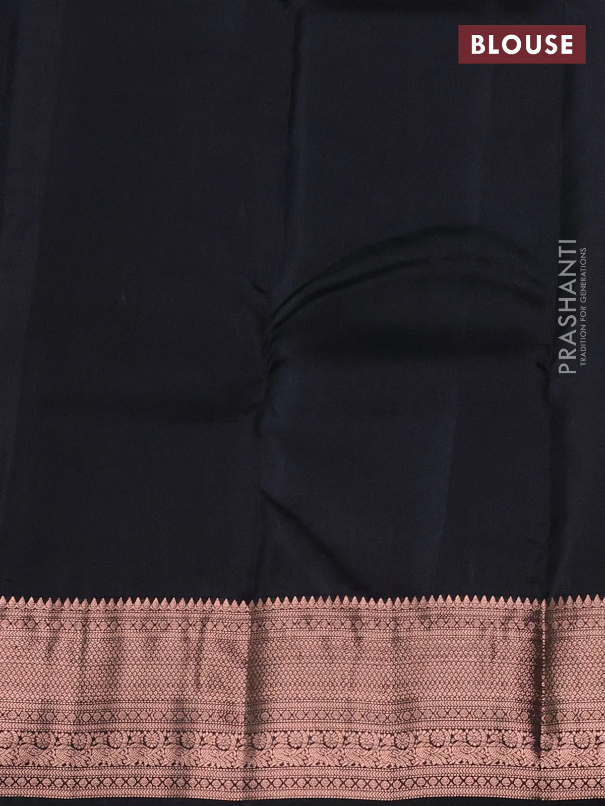 Kanchipuram silk saree deep violet and black with copper zari woven buttas and copper zari woven border - Image 3