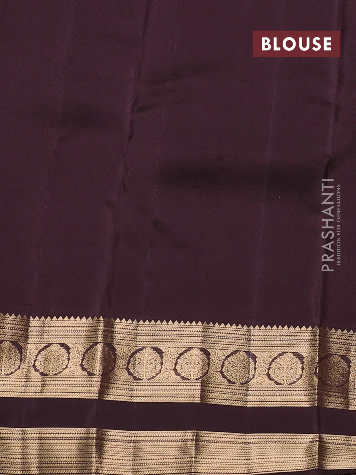 Kanchipuram silk saree green and coffee brown with plain body and rettapet zari woven border - Image 3