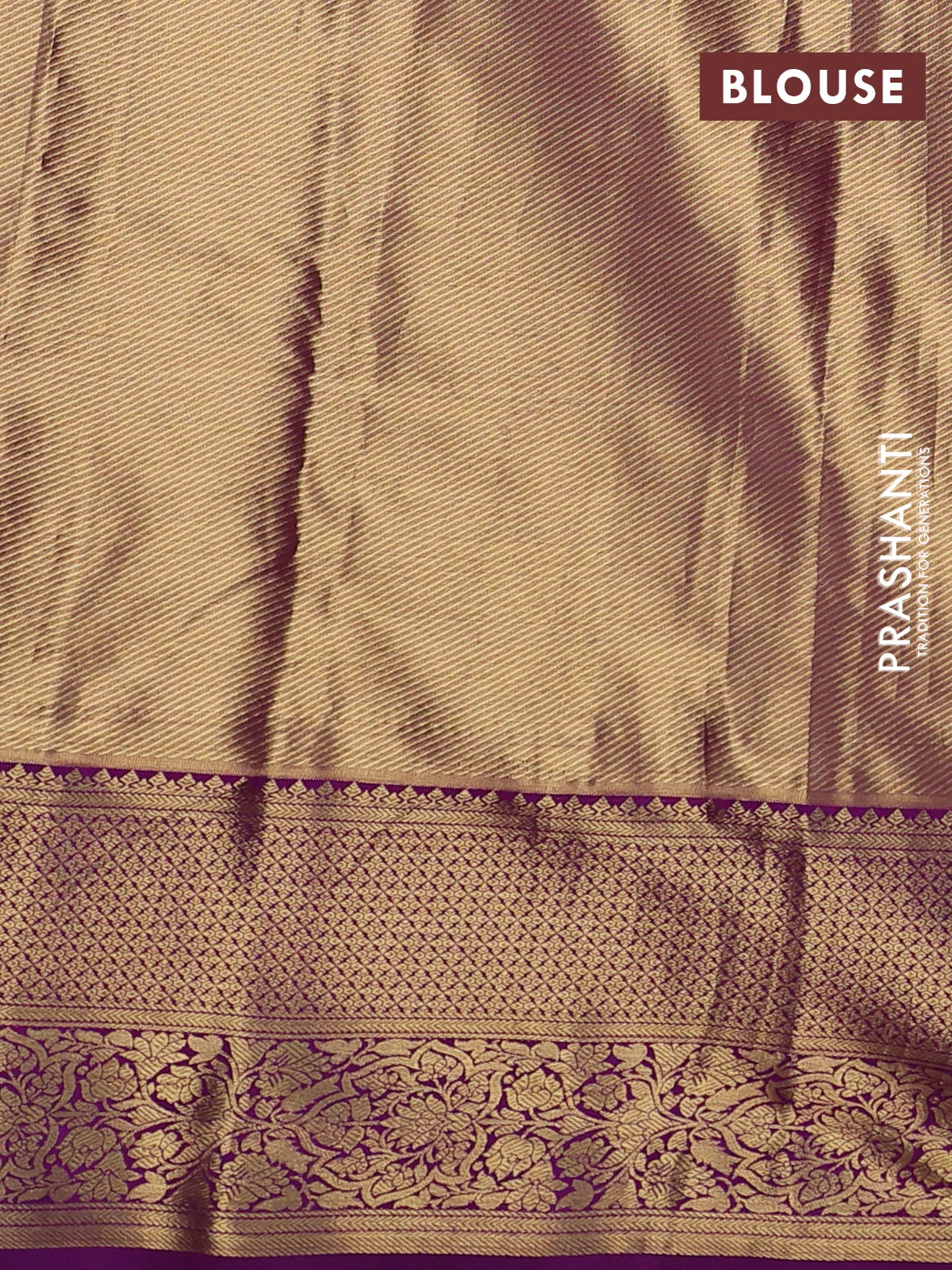 Kanchipuram silk saree light green and purple with allover zari woven brocade weaves and zari woven border - Image 3