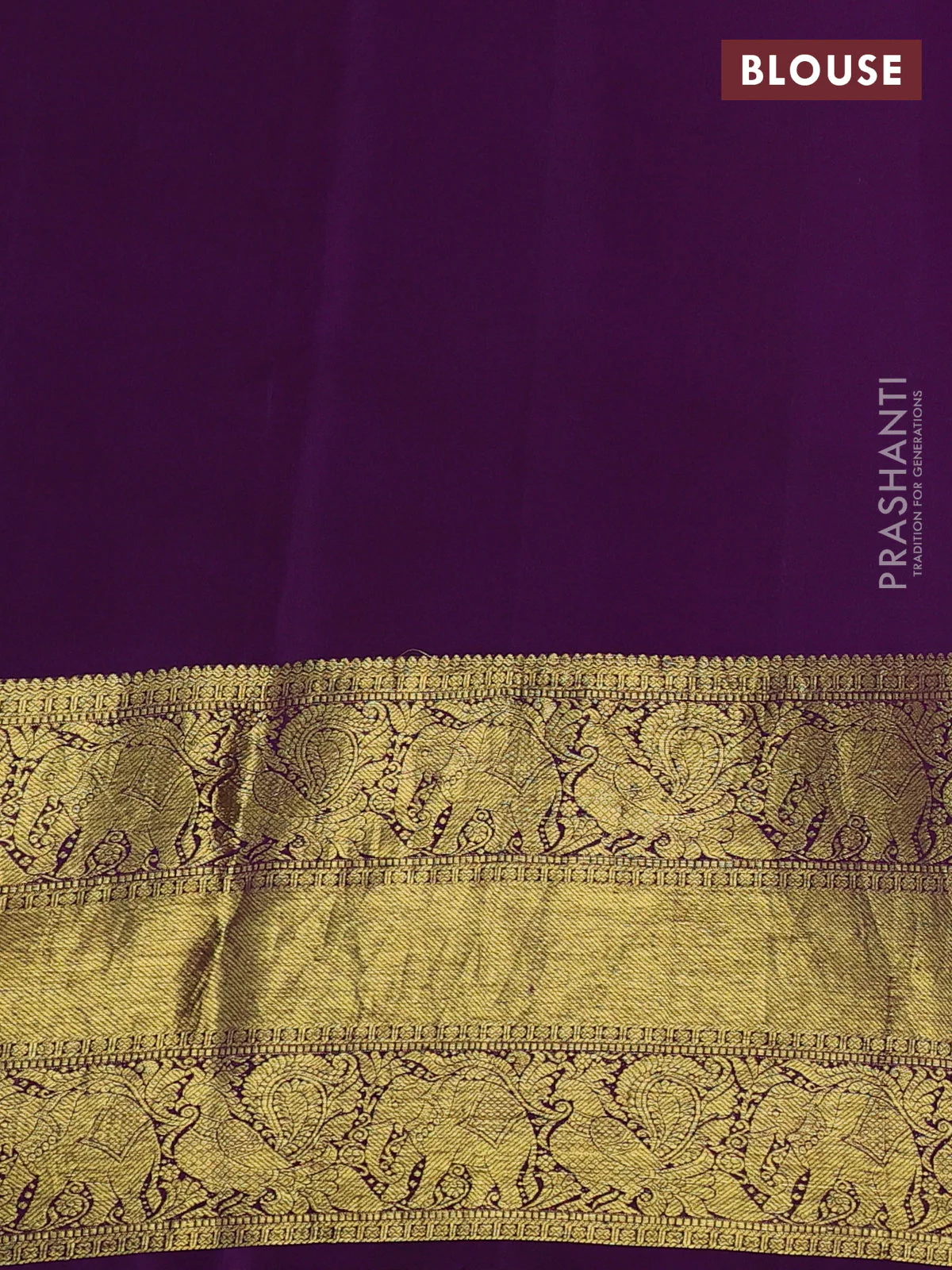 Pure kanchipuram silk saree multi colour and purple with allover penkalamkari prints and elephant & annam zari woven border - Image 5