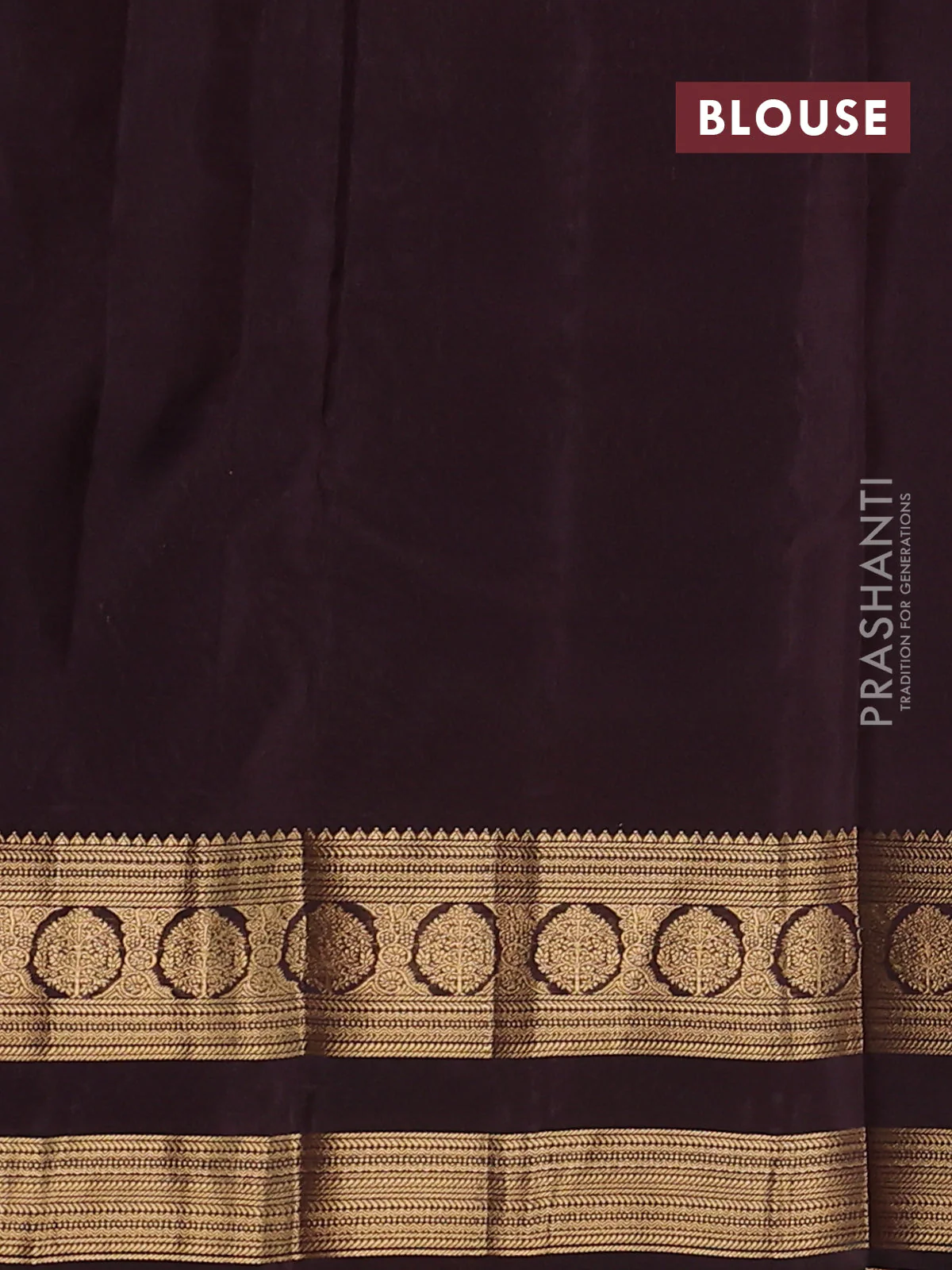 Kanchipuram silk saree pastel blue and coffee brown with plain body and rettapet zari woven border - Image 3