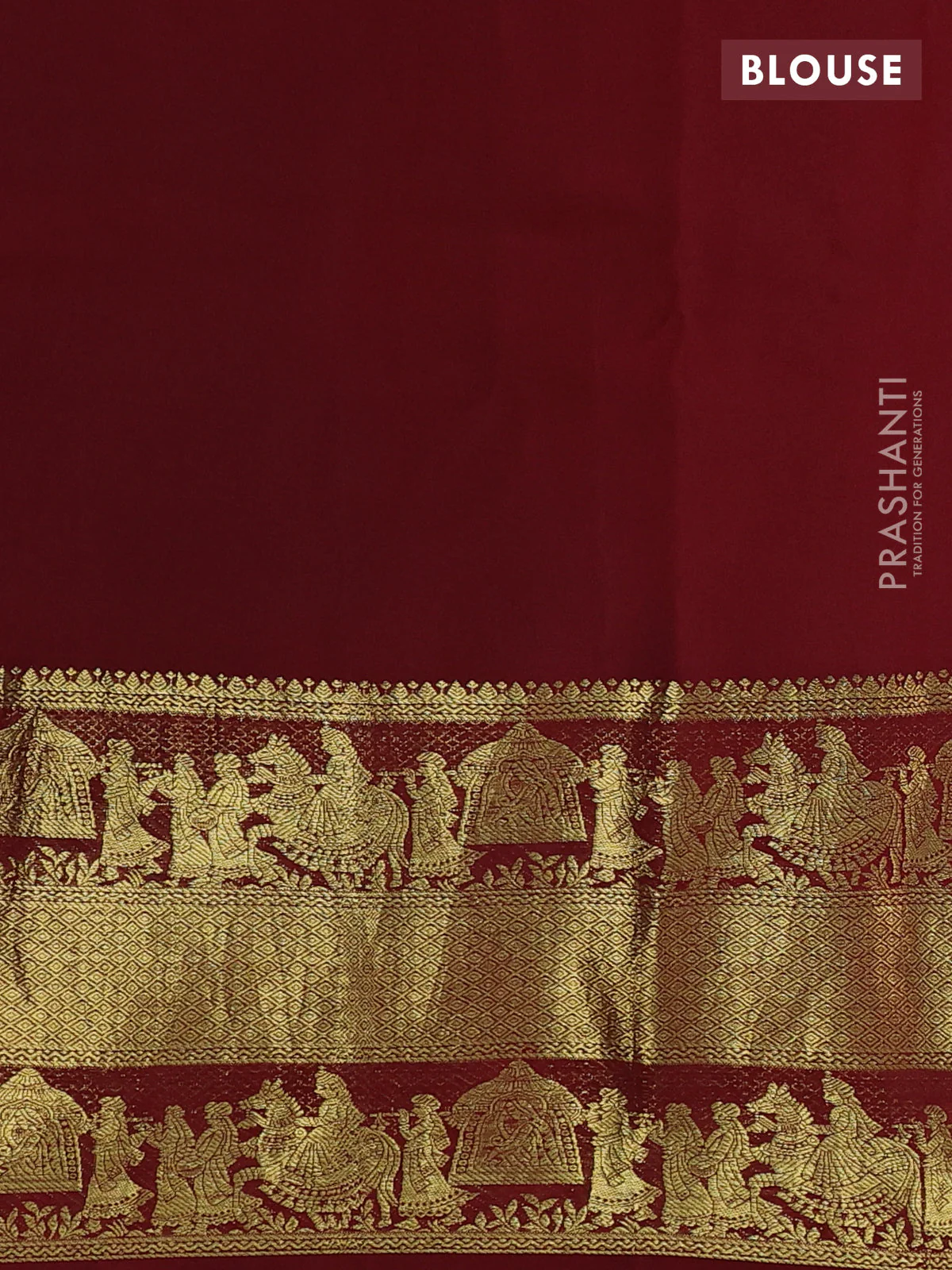 Pure kanchipuram silk saree pastel pink and deep maroon with allover penkalamkari prints and rich zari woven border - Image 5