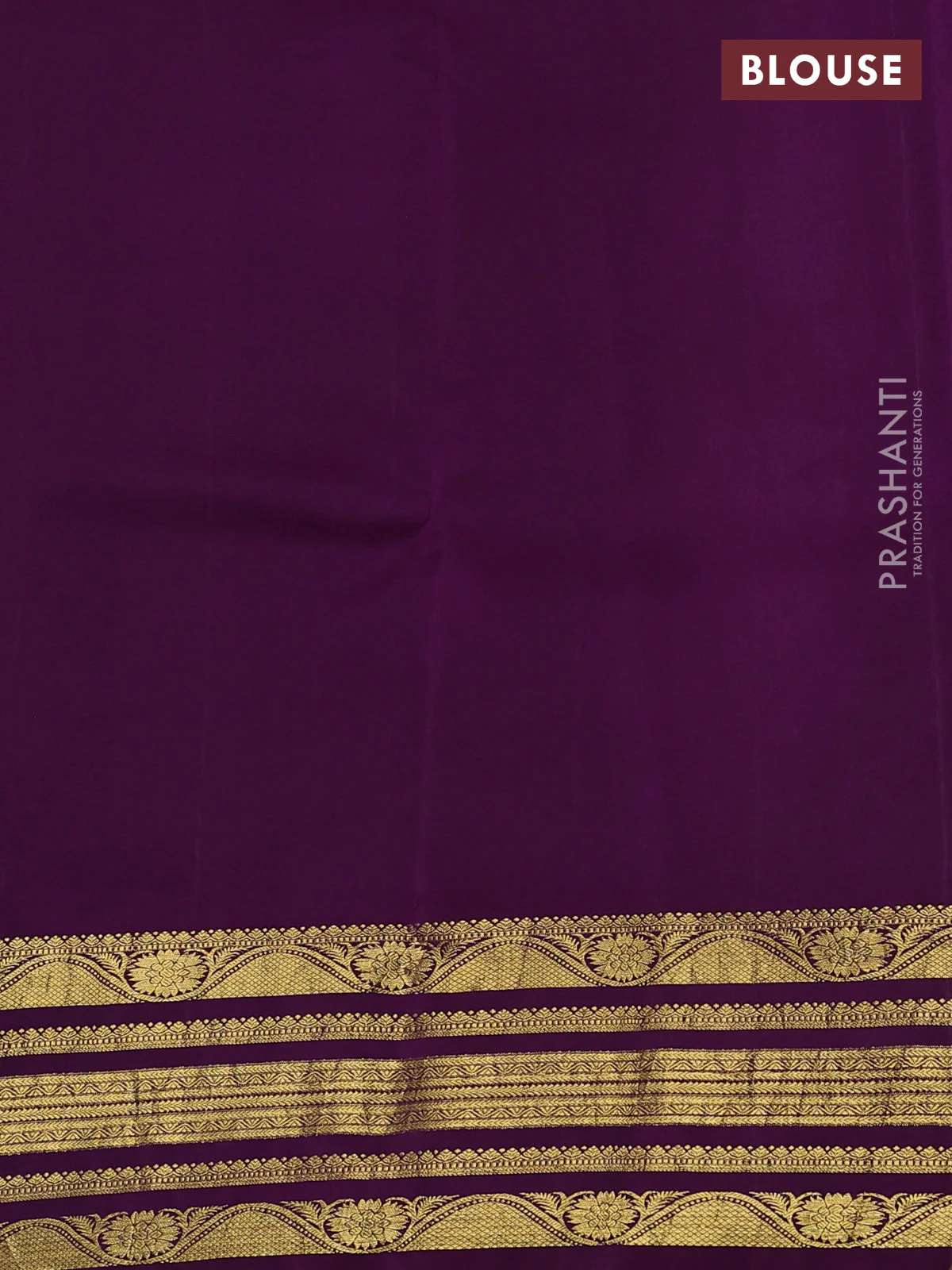 Pure kanchipuram silk saree peach orange and purple with allover penkalamkari prints and rich zari woven border - Image 5