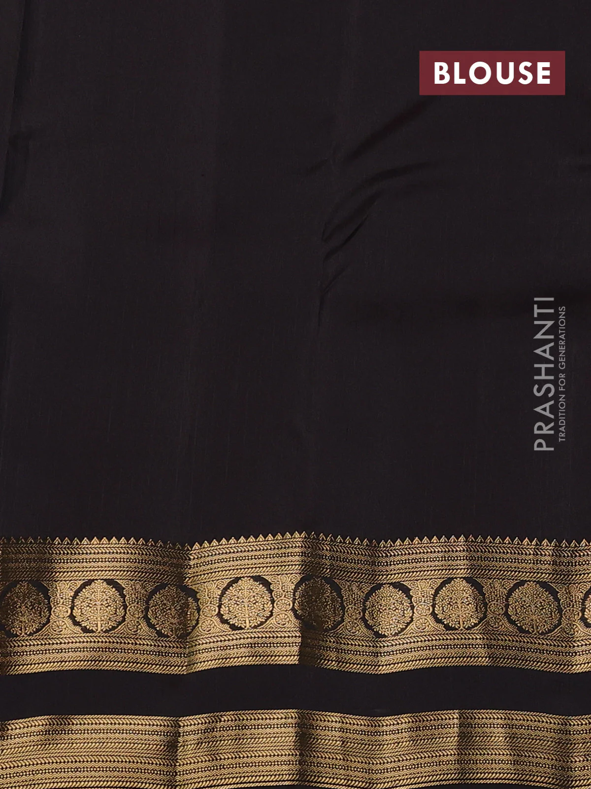 Kanchipuram silk saree peacock blue and coffee brown with plain body and rettapet zari woven border - Image 3