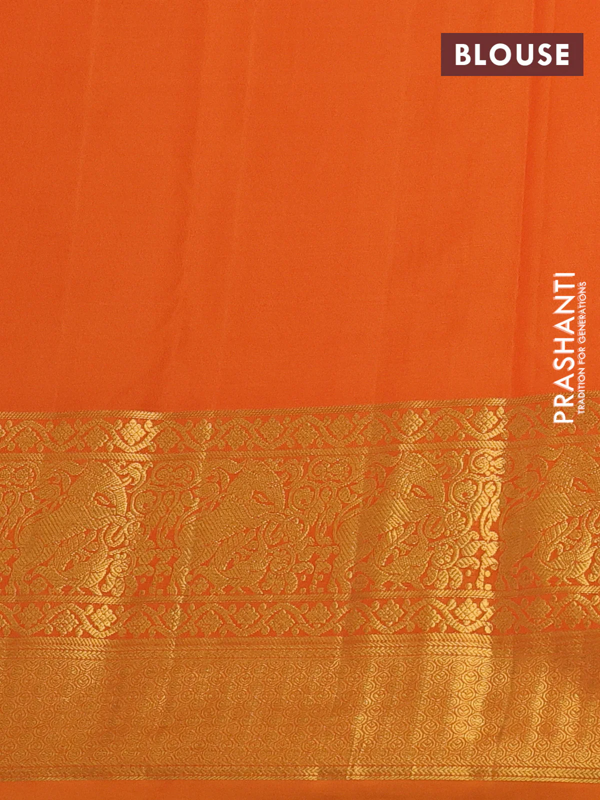 Kanchipuram silk saree purple and orange with allover zari woven brocade weaves and zari woven border - Image 3