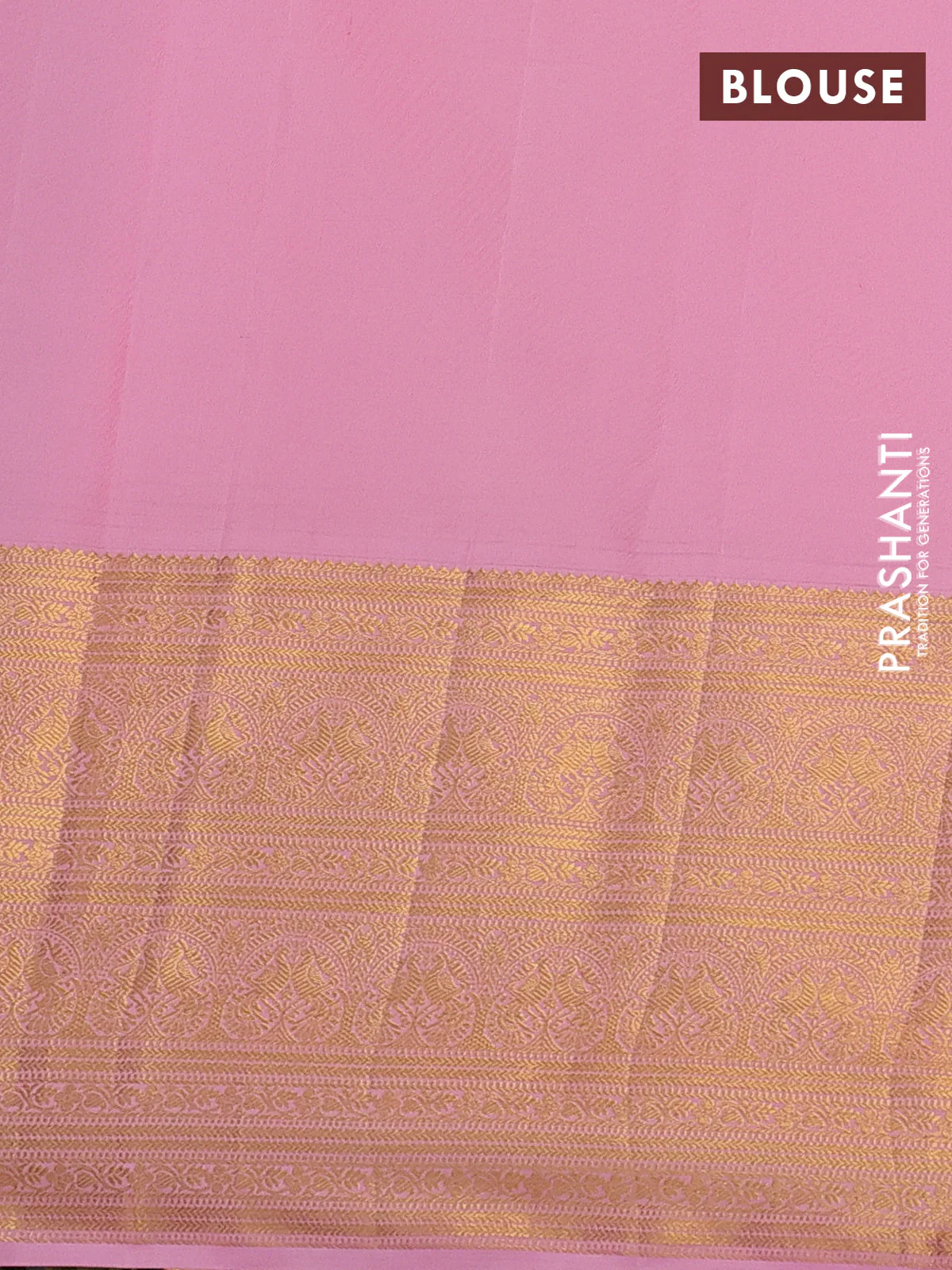 Kanchipuram silk saree purple and peach pink with allover zari woven brocade weaves and long zari woven border - Image 3