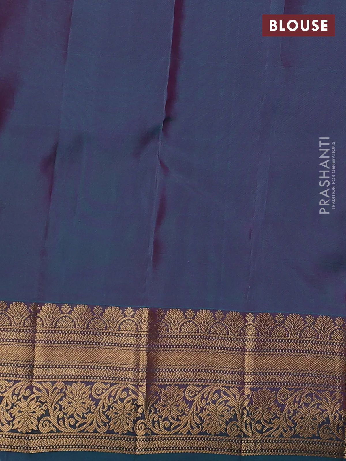 Kanchipuram silk saree purple and teal green with zari woven buttas and zari woven border - Image 3