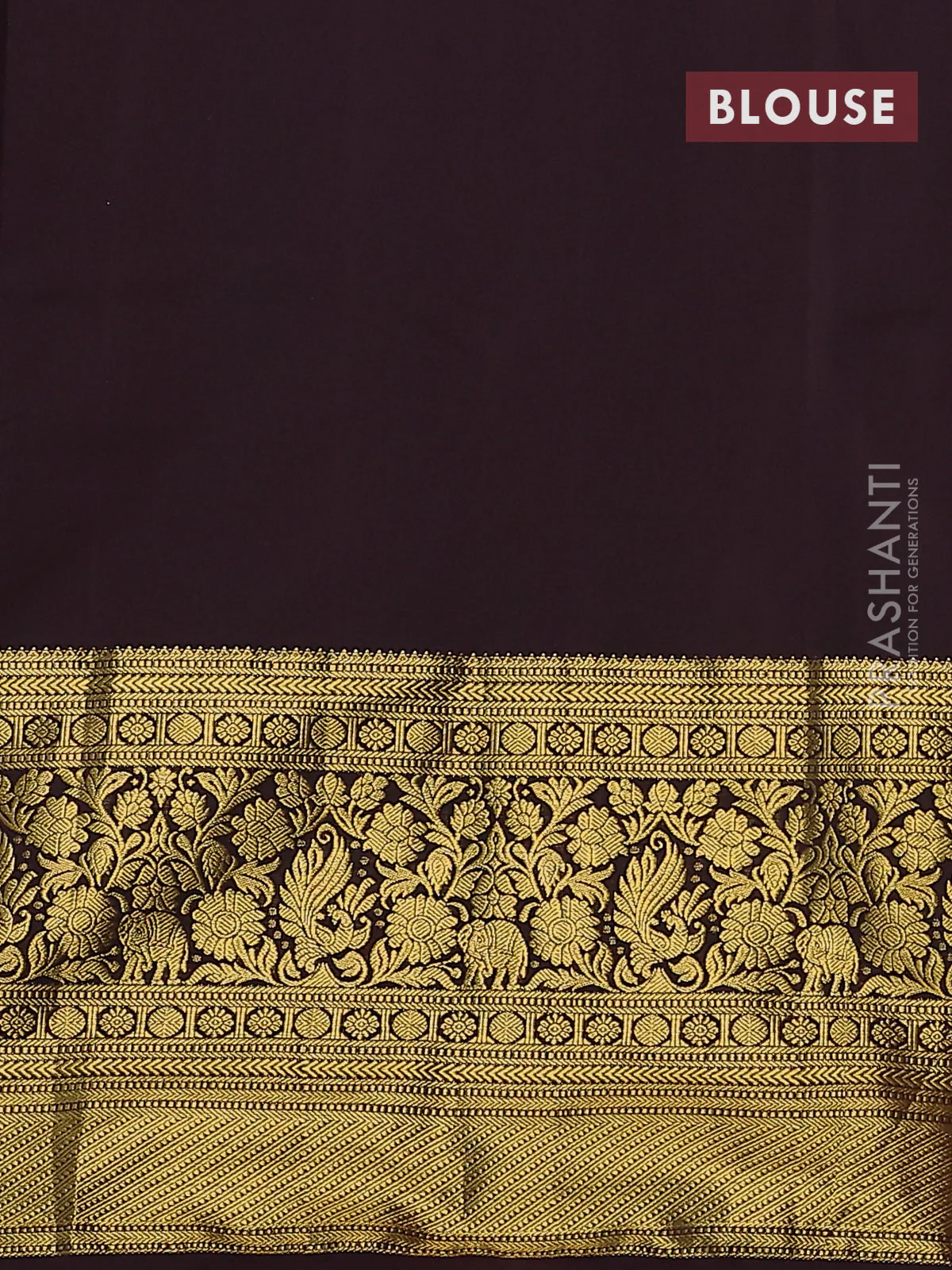 Kanchipuram silk saree red and coffee brown with allover zari woven brocade weaves and long zari woven border - Image 3