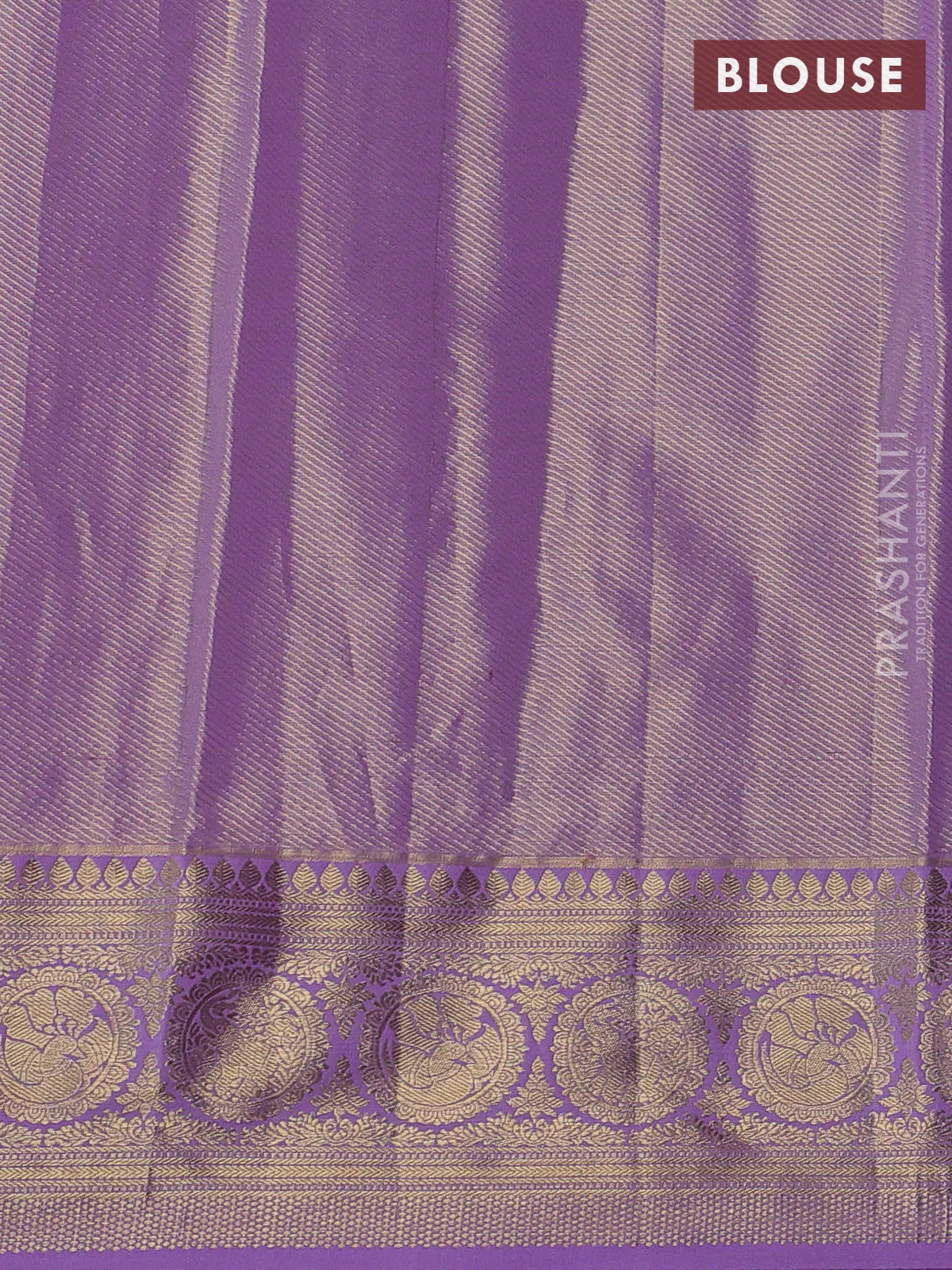 Kanchipuram silk saree sandal and lavender with allover zari woven brocade weaves and zari woven border - Image 3
