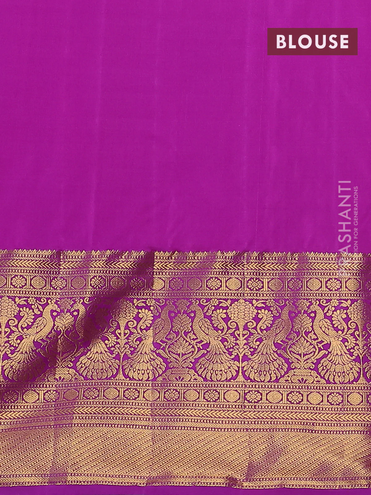 Kanchipuram silk saree teal green and purple with allover zari woven brocade weaves and long zari woven border - Image 3