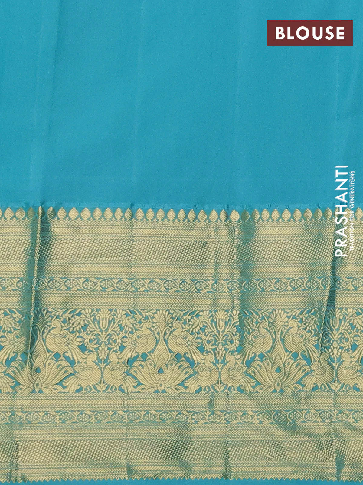 Kanchipuram silk saree violet and teal blue with allover zari woven brocade weaves and long zari woven border - Image 3