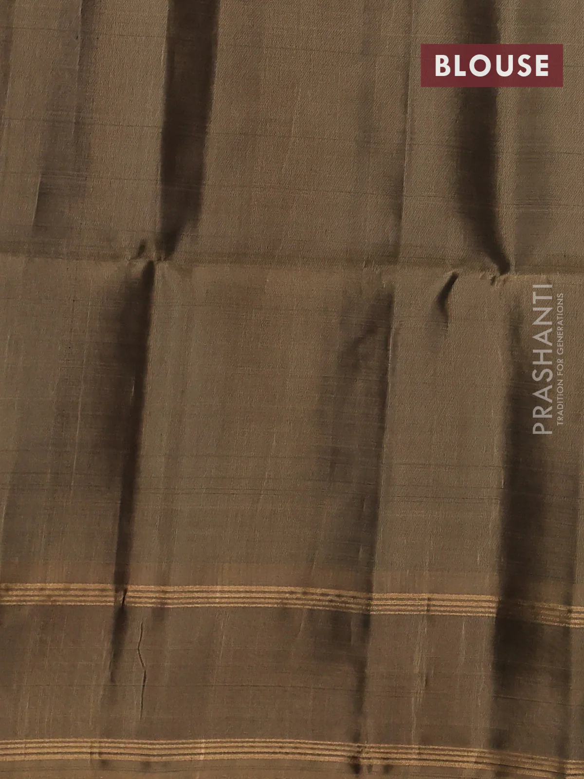 Kanchipuram soft silk saree bottle green and chikku shade with zari woven buttas and rettapet zari woven border - Image 3