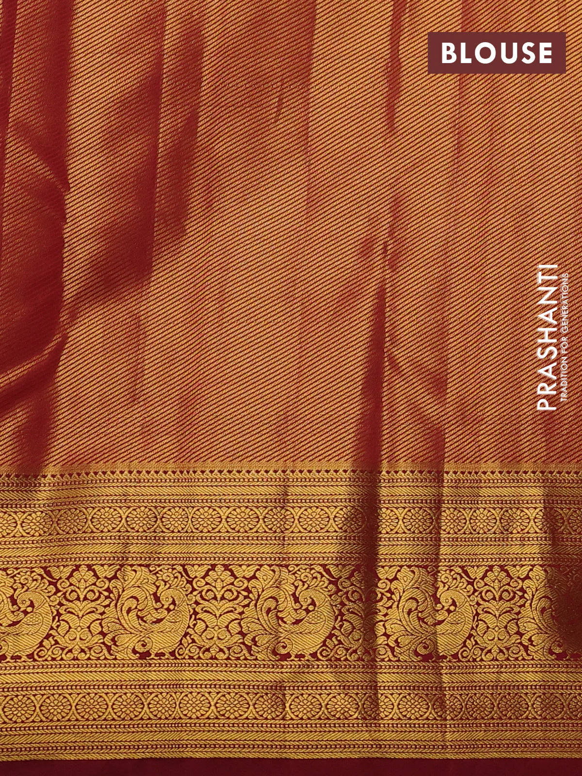 Kanchipuram tissue silk saree cs blue and maroon with allover zari woven brocade weaves and zari woven border - Image 3