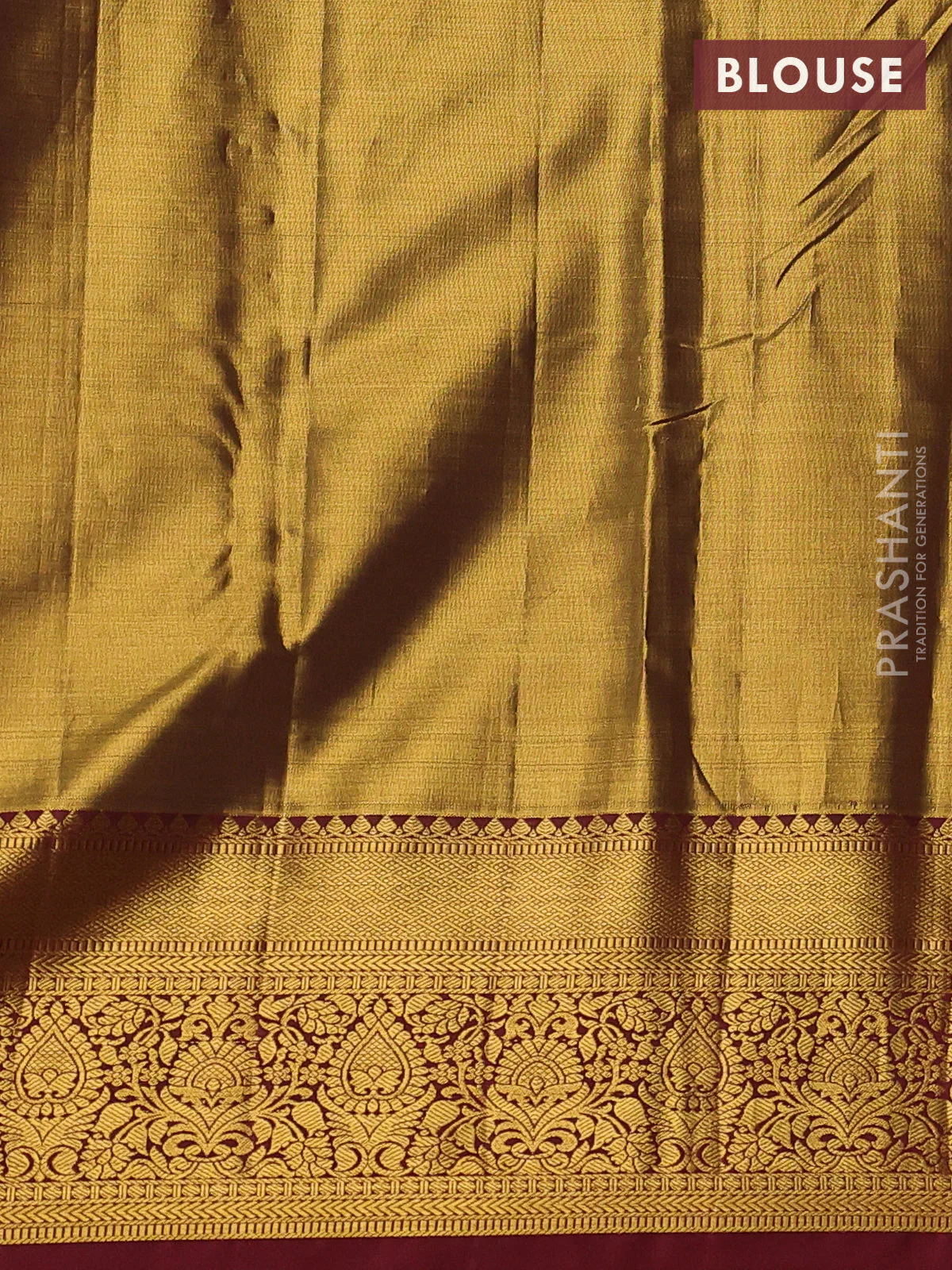 Kanchipuram tissue silk saree dual shade of blue shade and maroon with allover zari woven brocade weaves and zari woven border - Image 3