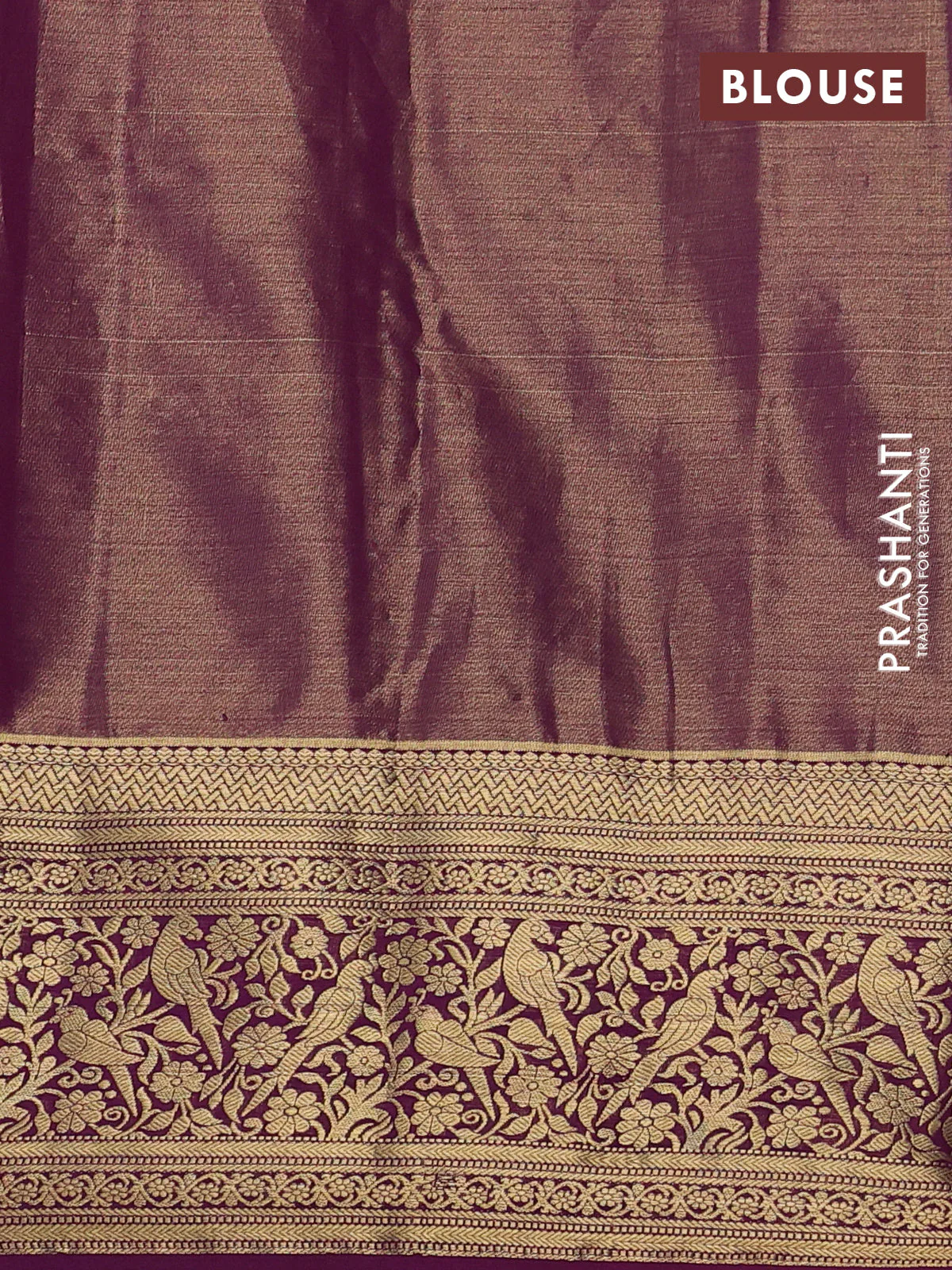 Kanchipuram tissue silk saree lavender and purple with allover zari woven brocade weaves and zari woven border - Image 3
