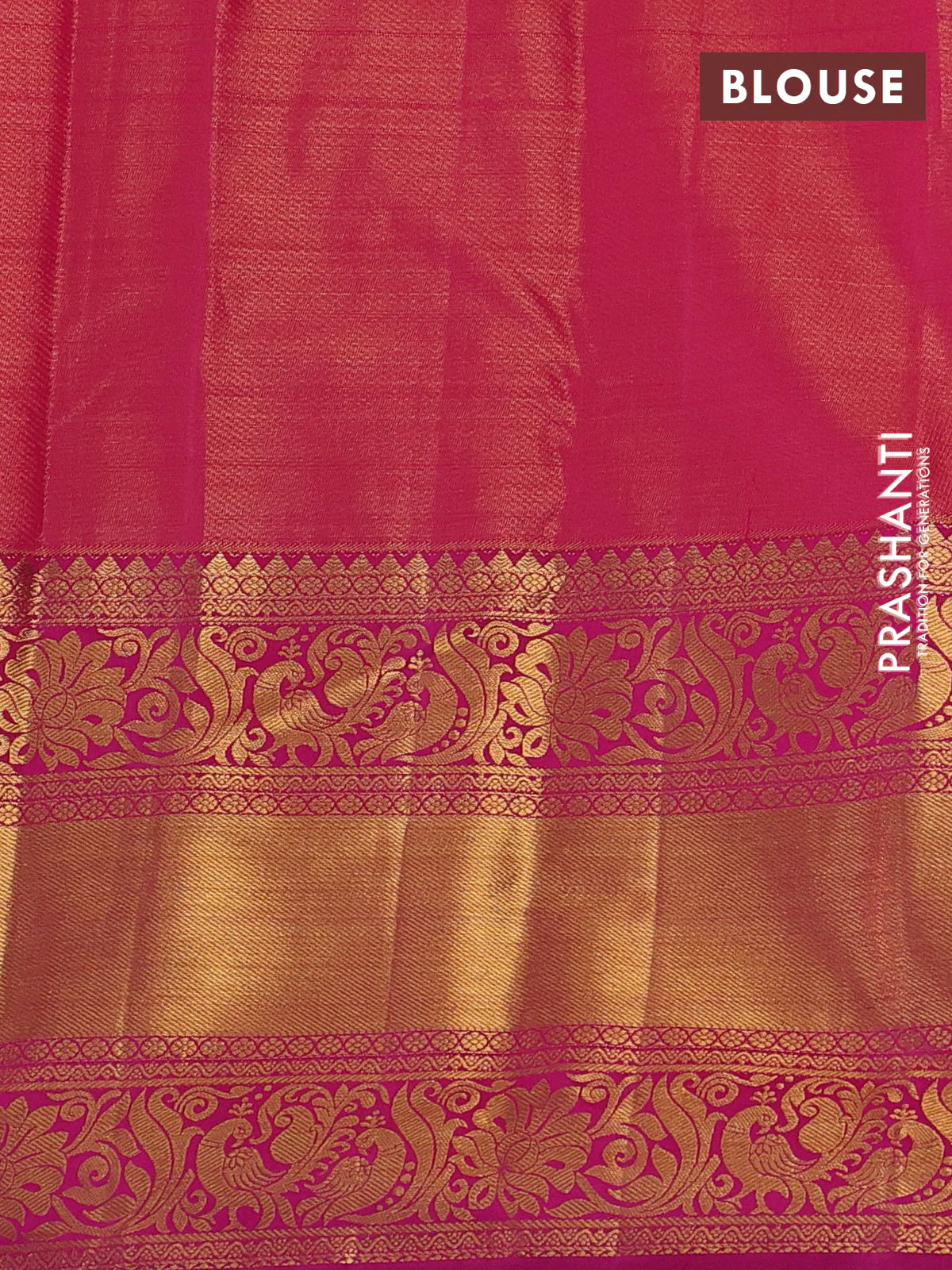 Kanchipuram tissue silk saree pastel blue and pink with allover zari woven brocade weaves and long zari woven border - Image 3