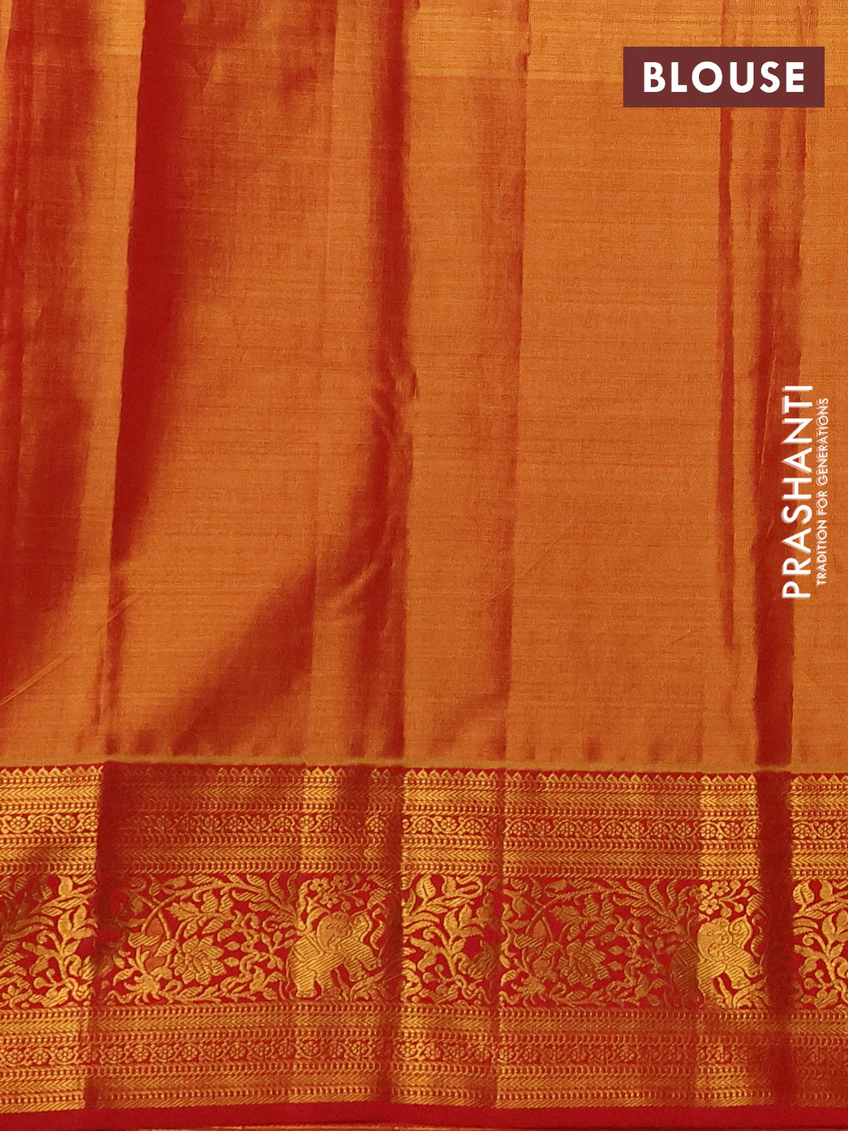 Kanchipuram tissue silk saree pastel blue and red with allover zari woven brocade weaves and zari woven border - Image 3