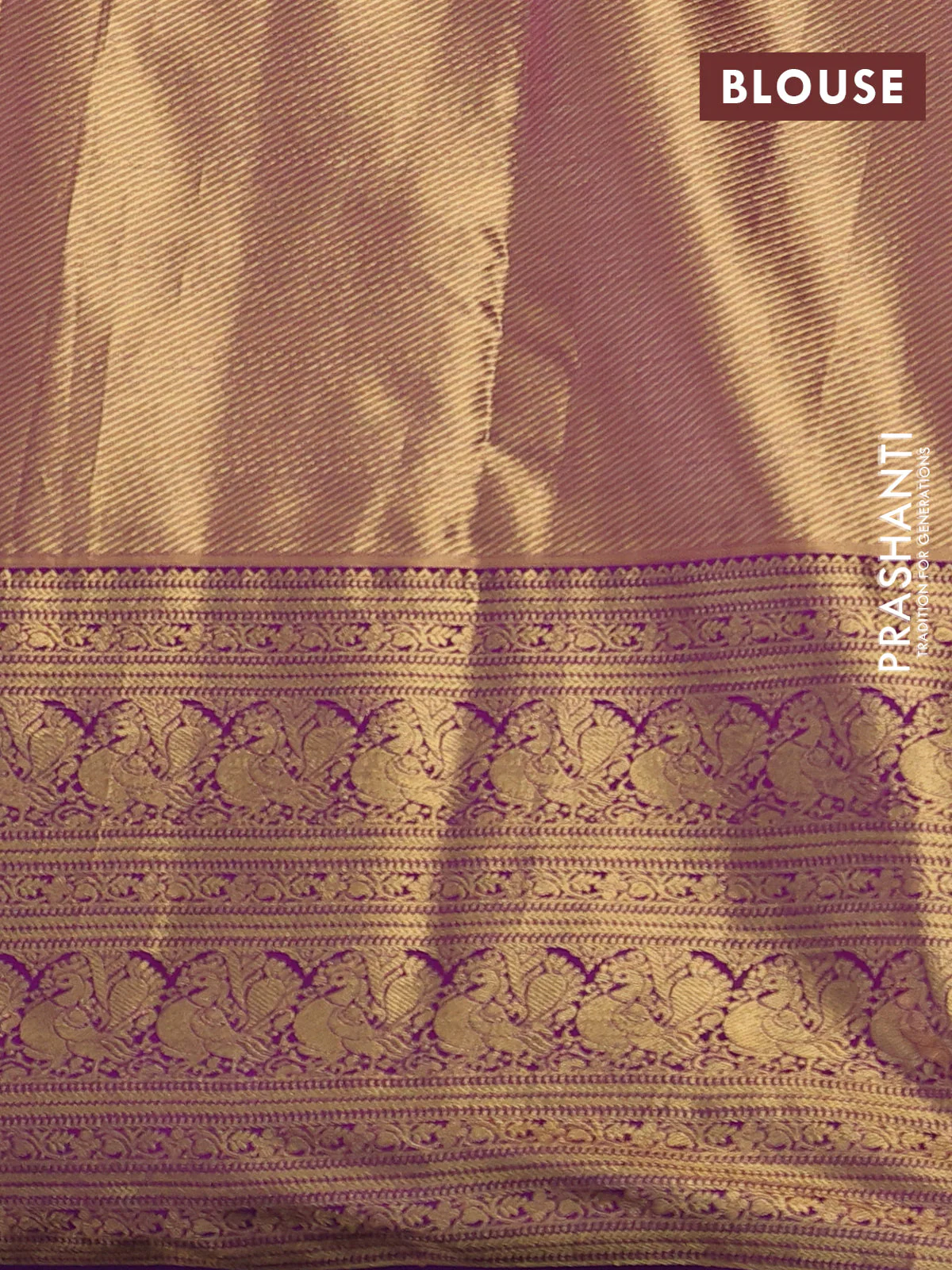 Kanchipuram tissue silk saree pastel pink and purple with allover zari woven brocade weaves and long zari woven border - Image 3