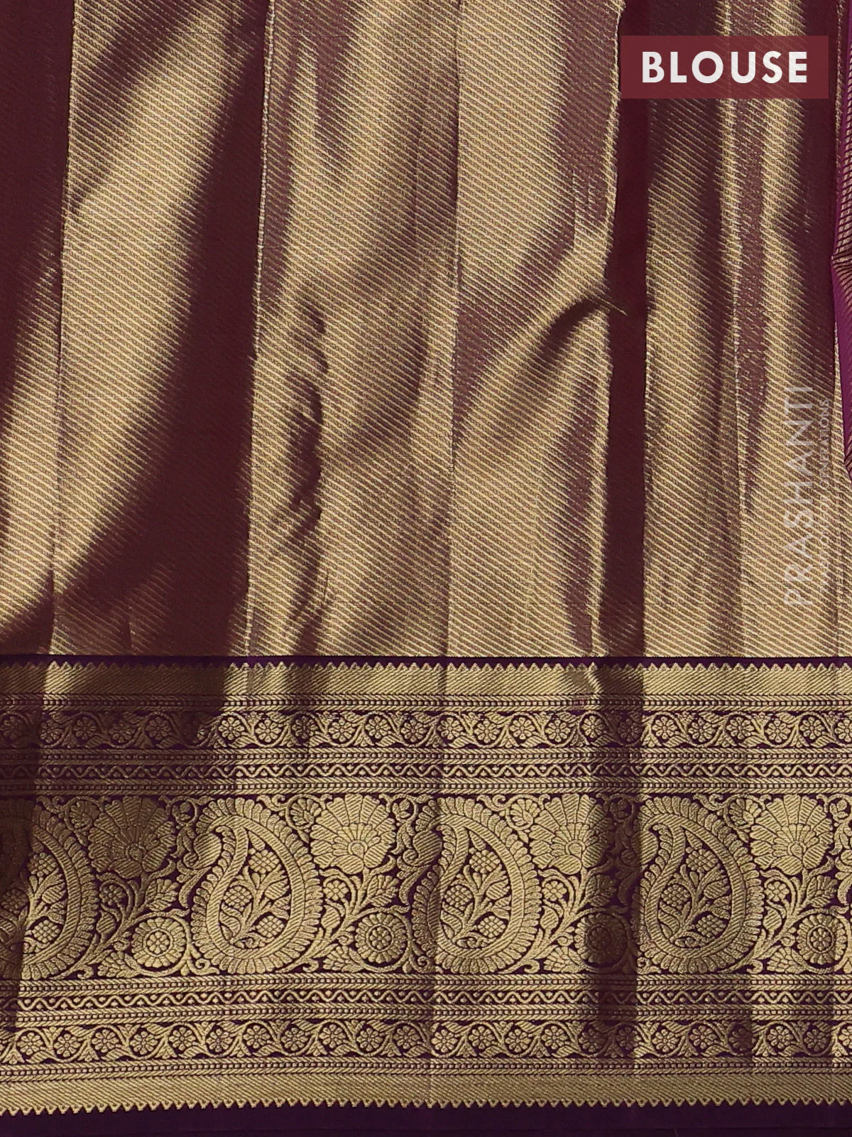 Kanchipuram tissue silk saree pastel pink and purple with allover zari woven brocade weaves and zari woven border - Image 3