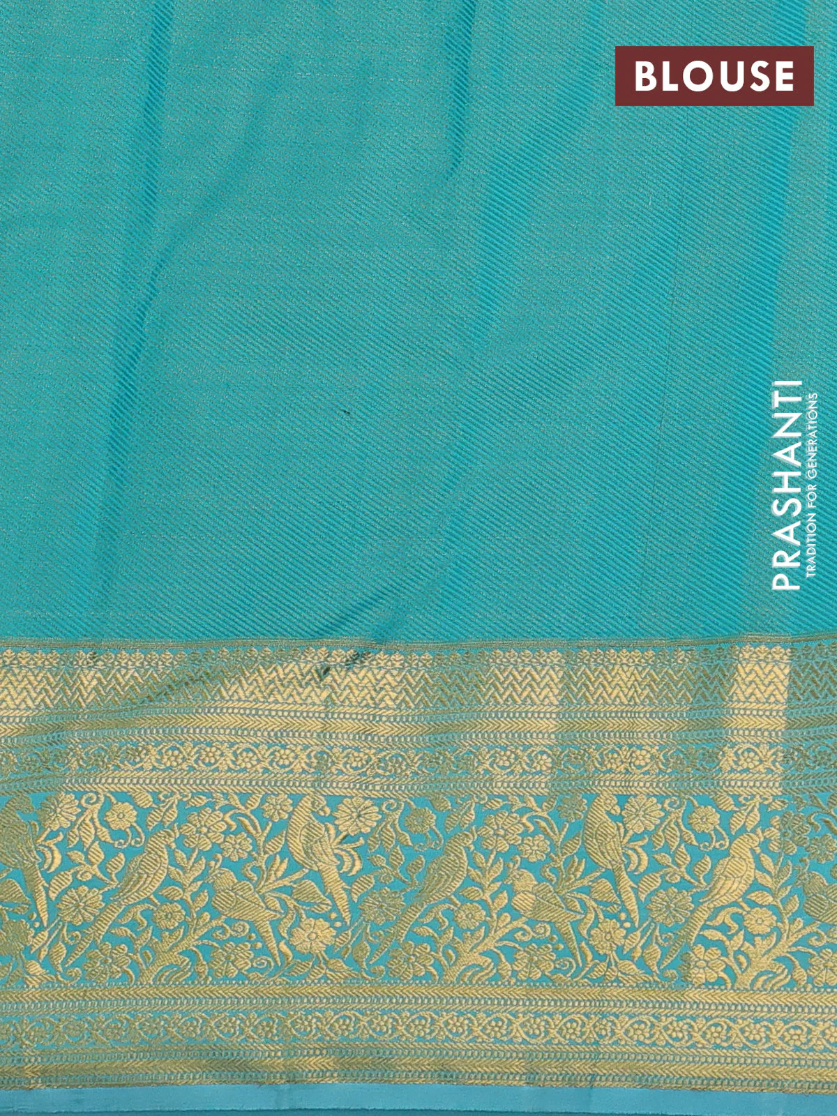 Kanchipuram tissue silk saree pink and teal blue with allover zari woven brocade weaves and zari woven border - Image 3