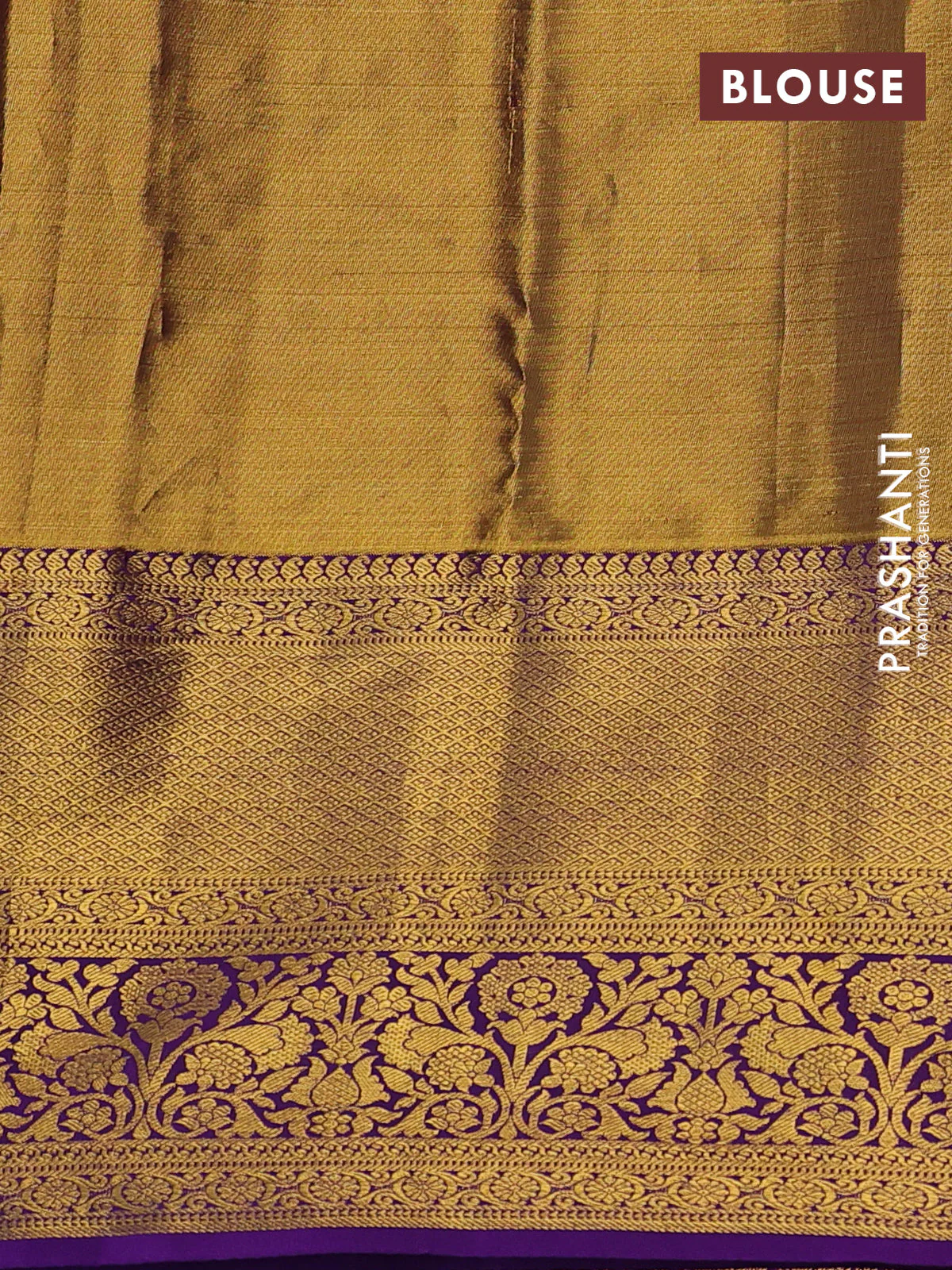 Kanchipuram tissue silk saree pista green and violet with allover zari woven brocade weaves and long zari woven border - Image 3