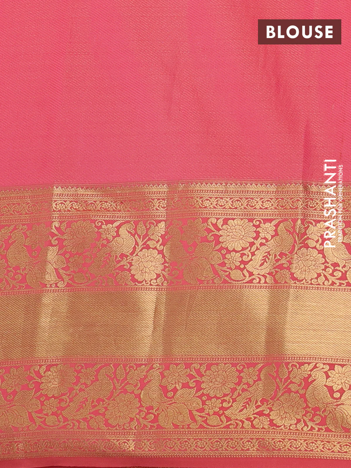 Kanchipuram tissue silk saree teal green and peach with allover zari woven brocade weaves and long zari woven border - Image 3