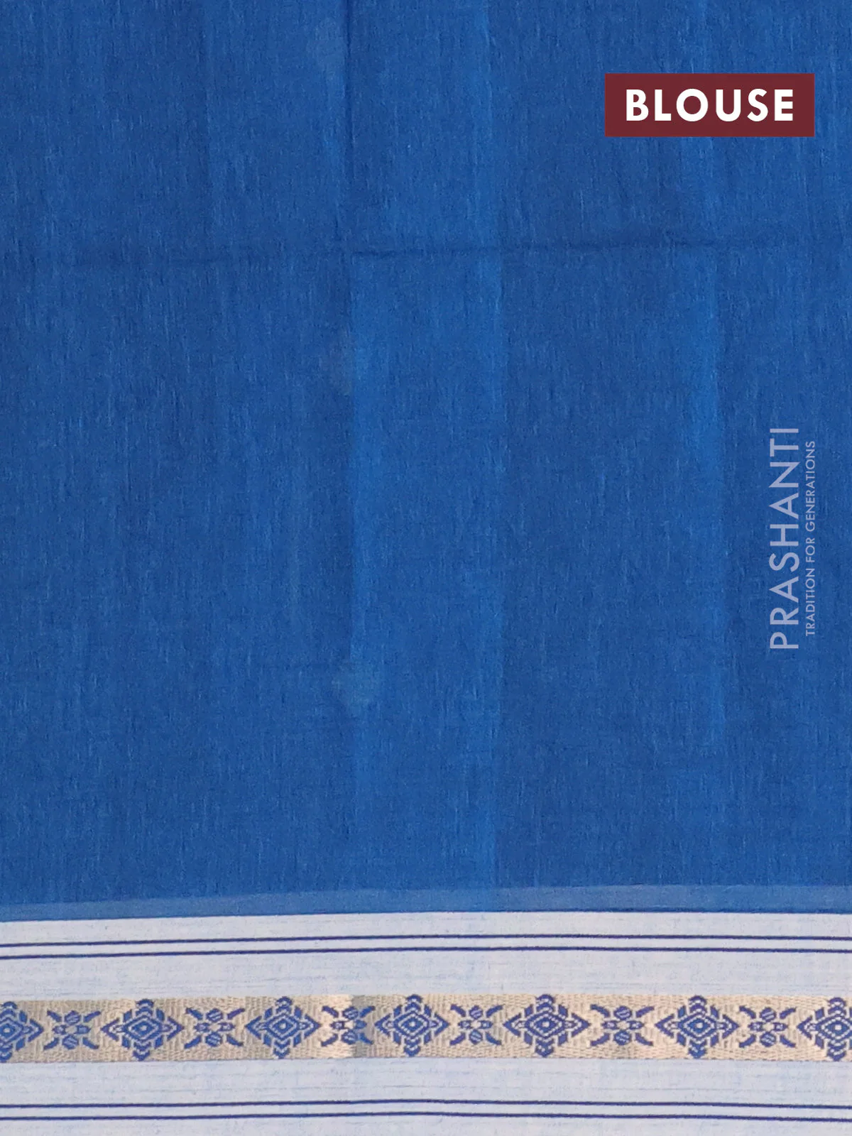 Khadi cotton saree peacock blue and beige with thread woven ikat buttas and thread woven simple border - Image 4