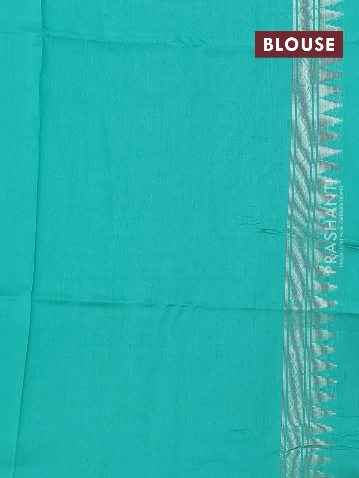Kora jamdhani silk saree multi colour and teal green with allover jamdhani weaves and zari woven border - Image 3