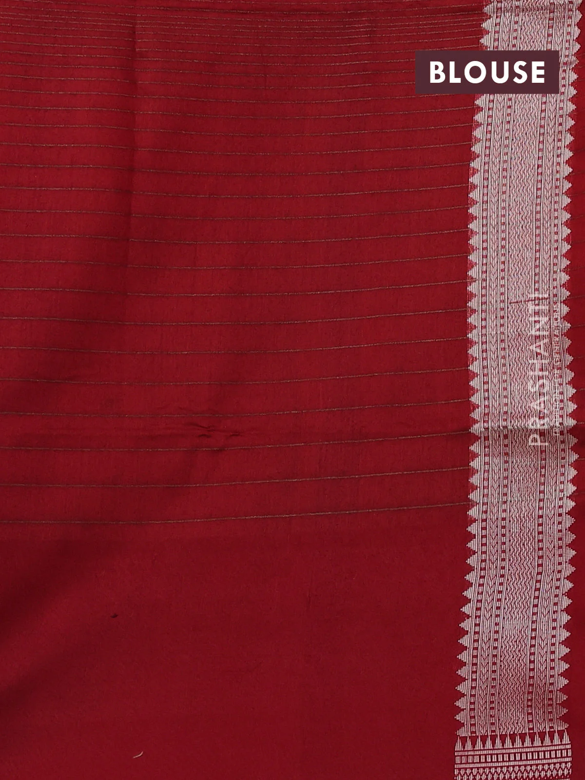 Kora jamdhani silk saree peach pink and red with allover jamdhani weaves and zari woven border - Image 3