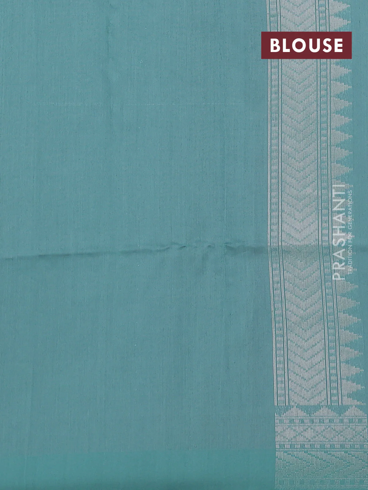 Kora jamdhani silk saree peach pink and teal green with allover jamdhani weaves and zari woven border - Image 7