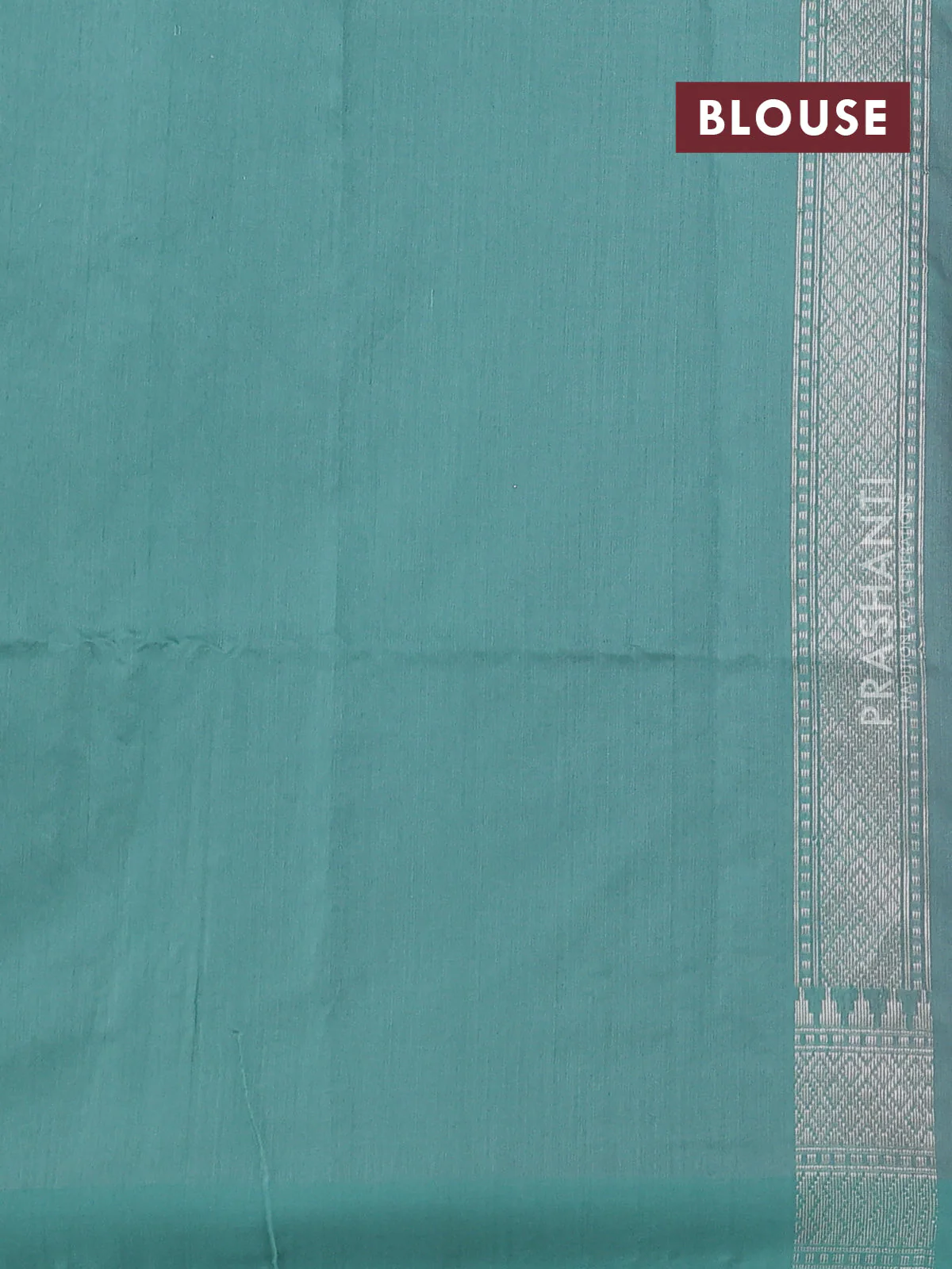 Kora jamdhani silk saree peach pink and teal green with allover jamdhani weaves and zari woven border - Image 3