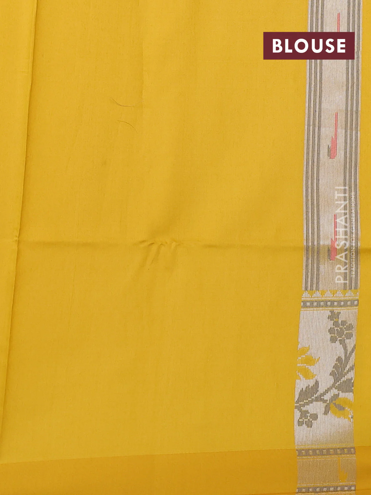 Kora jamdhani silk saree peach shade and mustard yellow with allover jamdhani weaves and zari woven border - Image 3