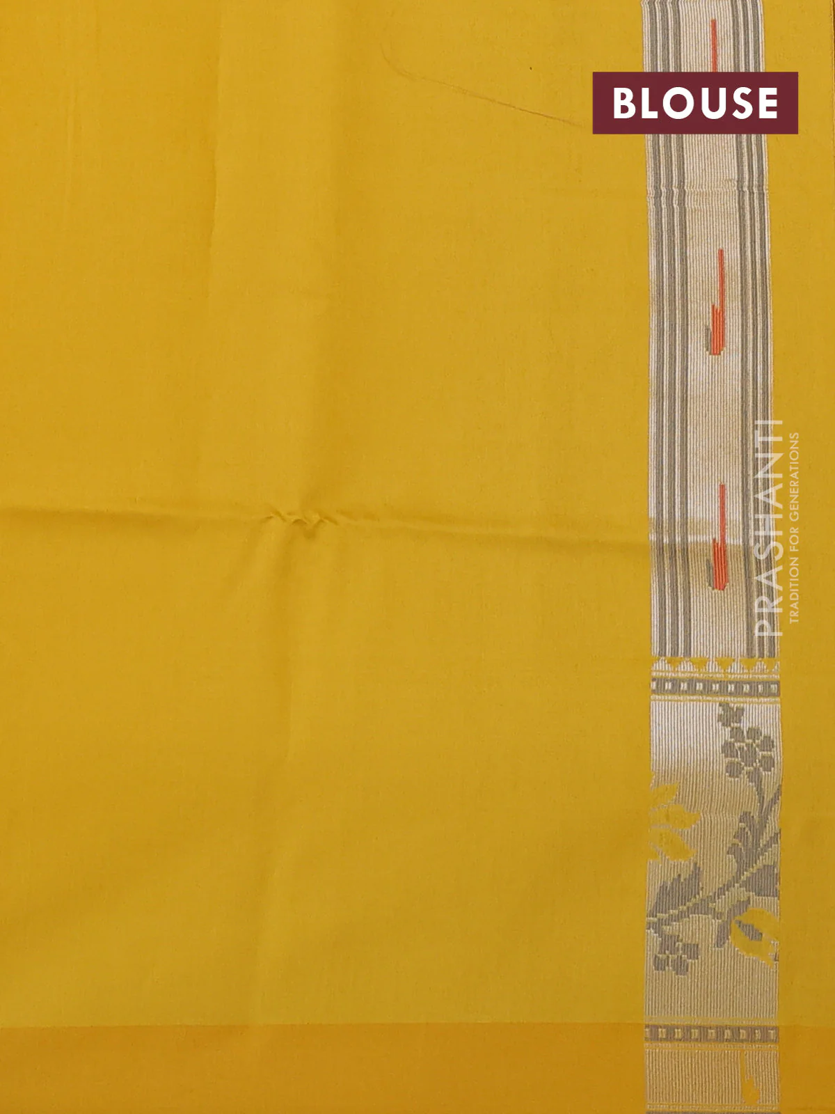 Kora jamdhani silk saree peach shade and yellow with allover jamdhani weaves and zari woven border - Image 3