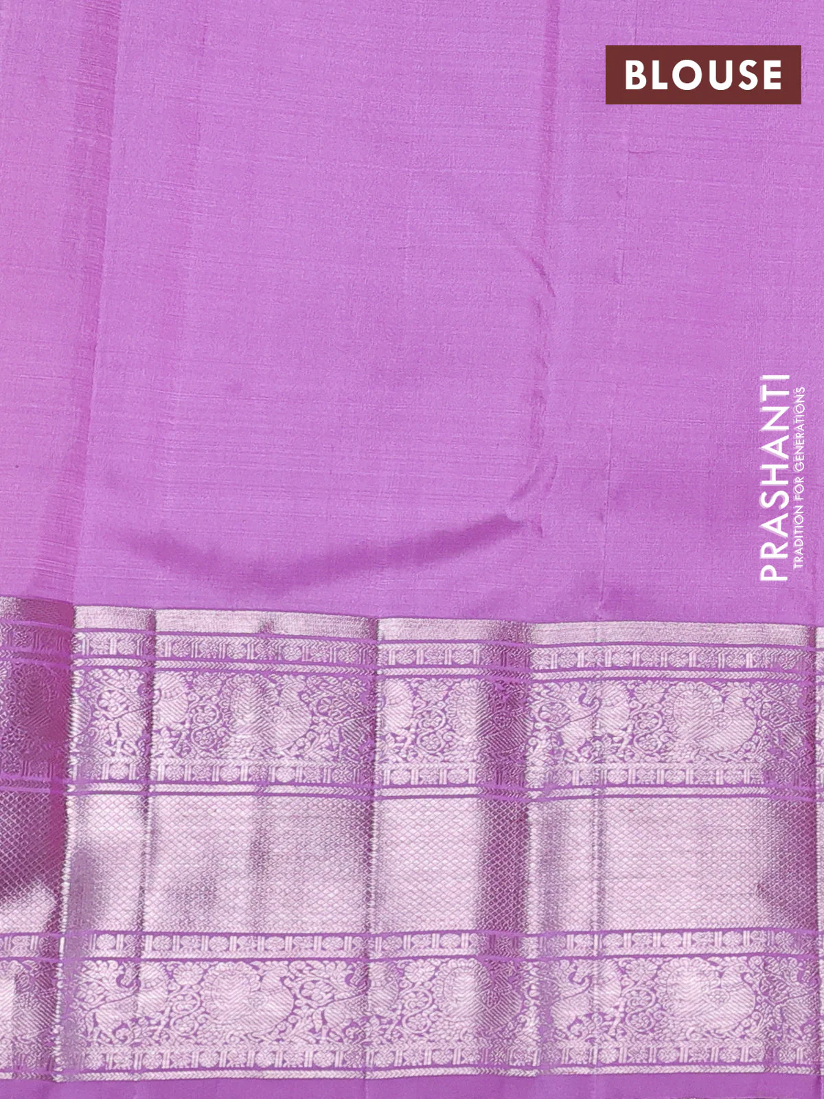 Kora kanchipuram silk saree candy pink and lavender with silver zari woven buttas and rich silver zari woven border - Image 4