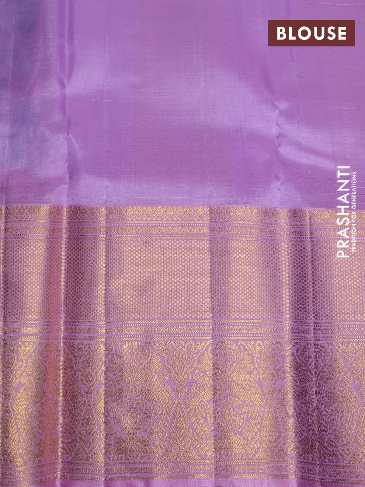 Kora kanchipuram silk saree cs blue and lavender with silver & gold zari woven buttas and long zari woven korvai border - Image 4