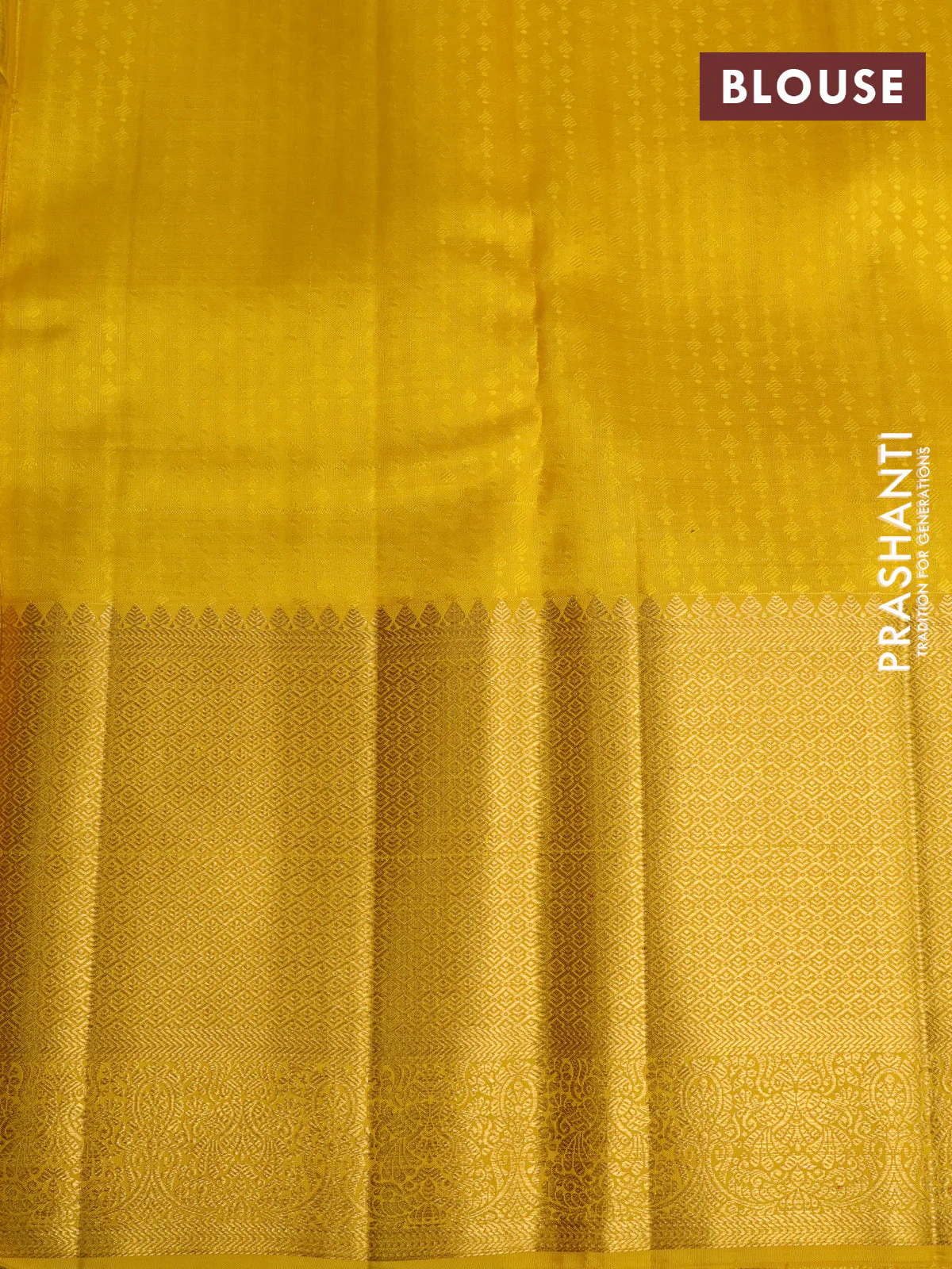 Kora kanchipuram silk saree green and yellow with allover silver & gold zari woven buttas and long zari woven korvai border - Image 4